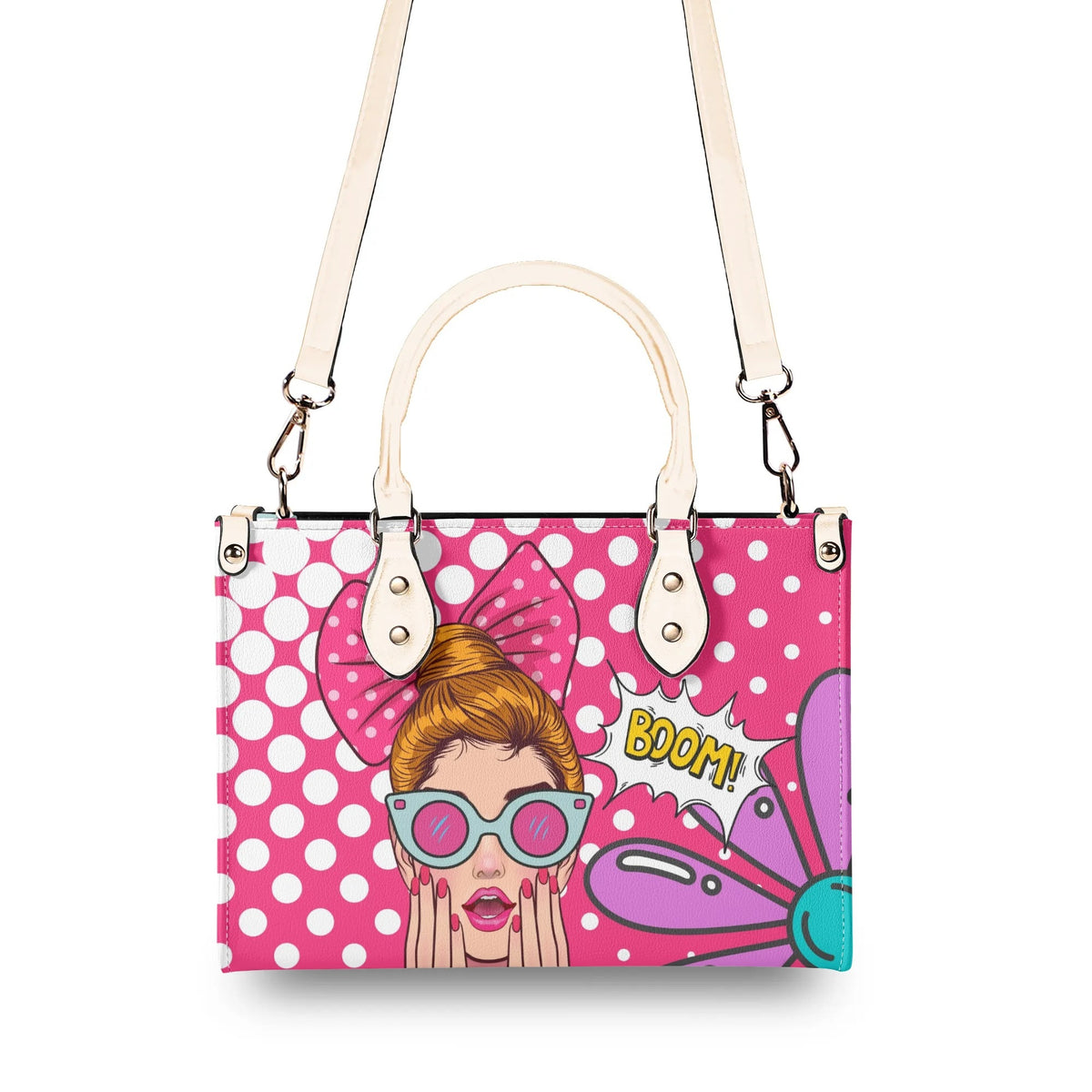Pop Art Funky Fun Retro Reversible Handbag, Shoulder Bag - Mid Century Modern Gal