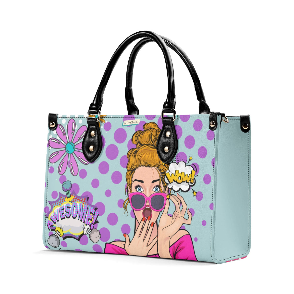 Pop Art Funky Fun Retro Reversible Handbag, Shoulder Bag - Mid Century Modern Gal
