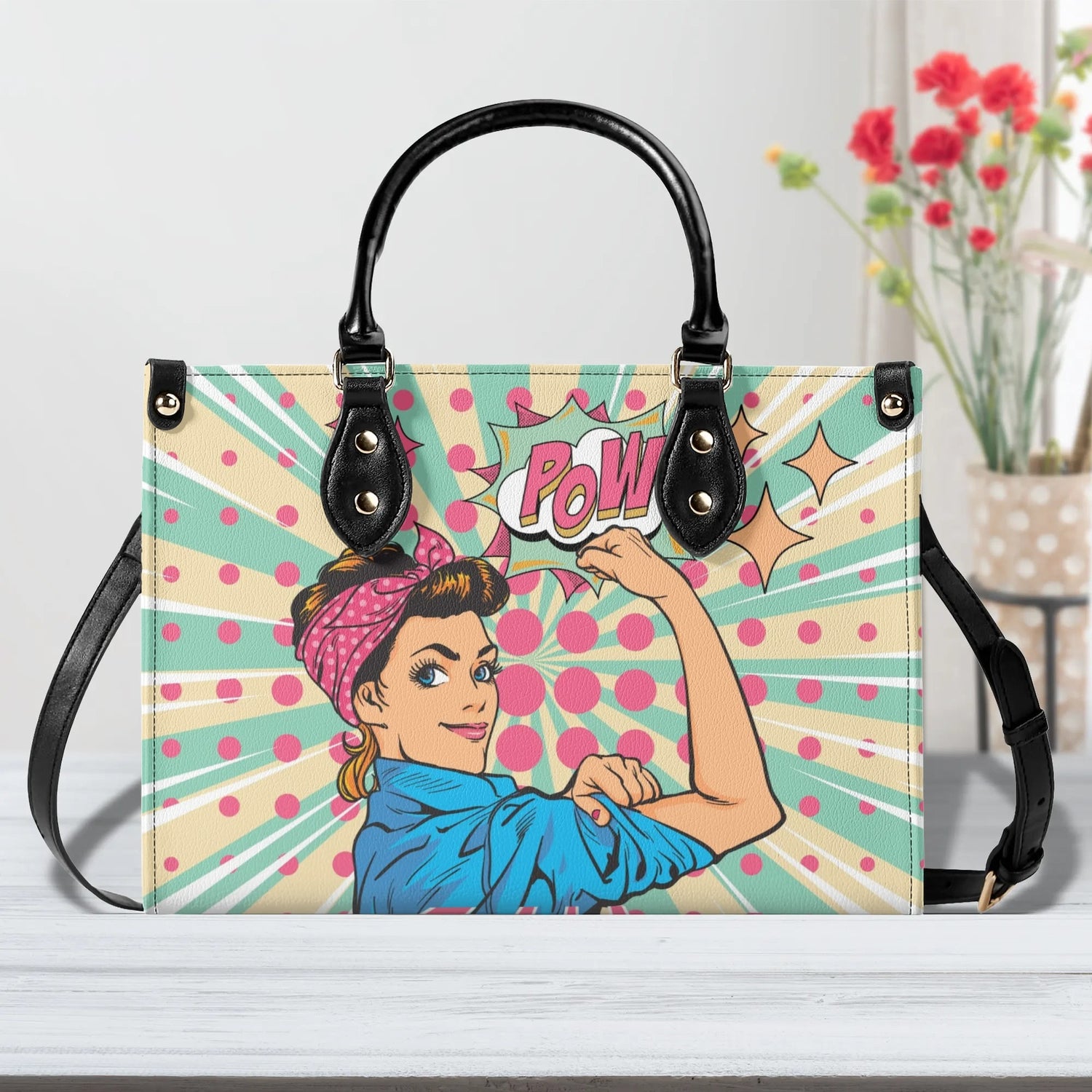 Women Enpowerment Pop Art Retro Cool Funky Fun Handbag, Shoulder Bag - Mid Century Modern Gal