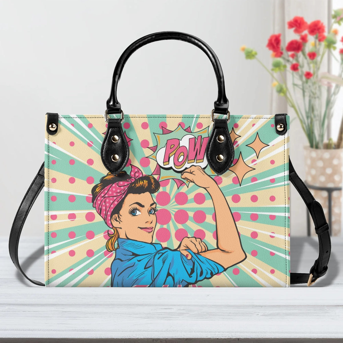 Women Enpowerment Pop Art Retro Cool Funky Fun Handbag, Shoulder Bag - Mid Century Modern Gal