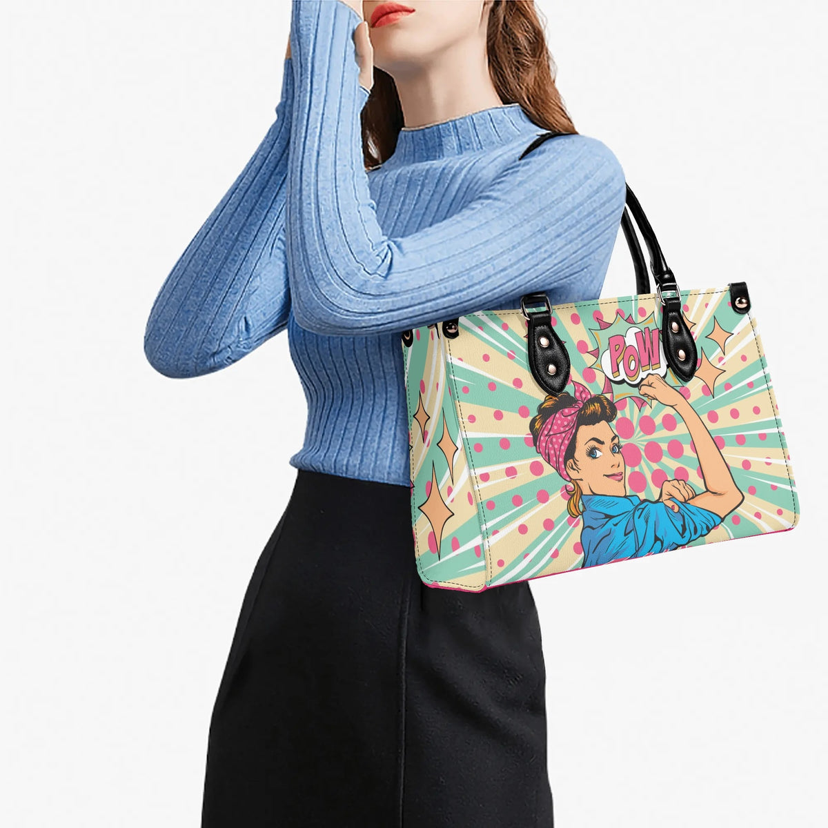Women Enpowerment Pop Art Retro Cool Funky Fun Handbag, Shoulder Bag - Mid Century Modern Gal