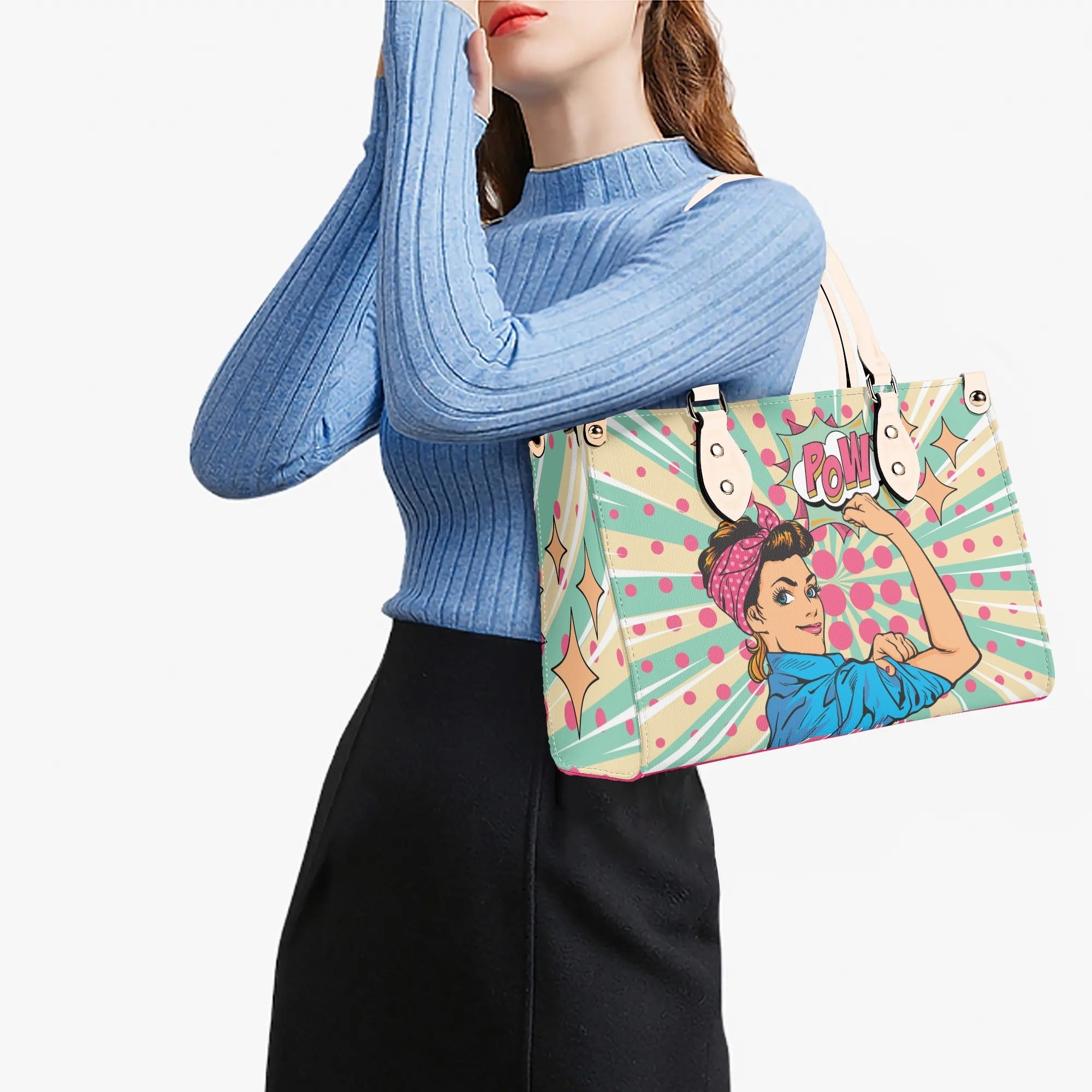 Women Enpowerment Pop Art Retro Cool Funky Fun Handbag, Shoulder Bag - Mid Century Modern Gal