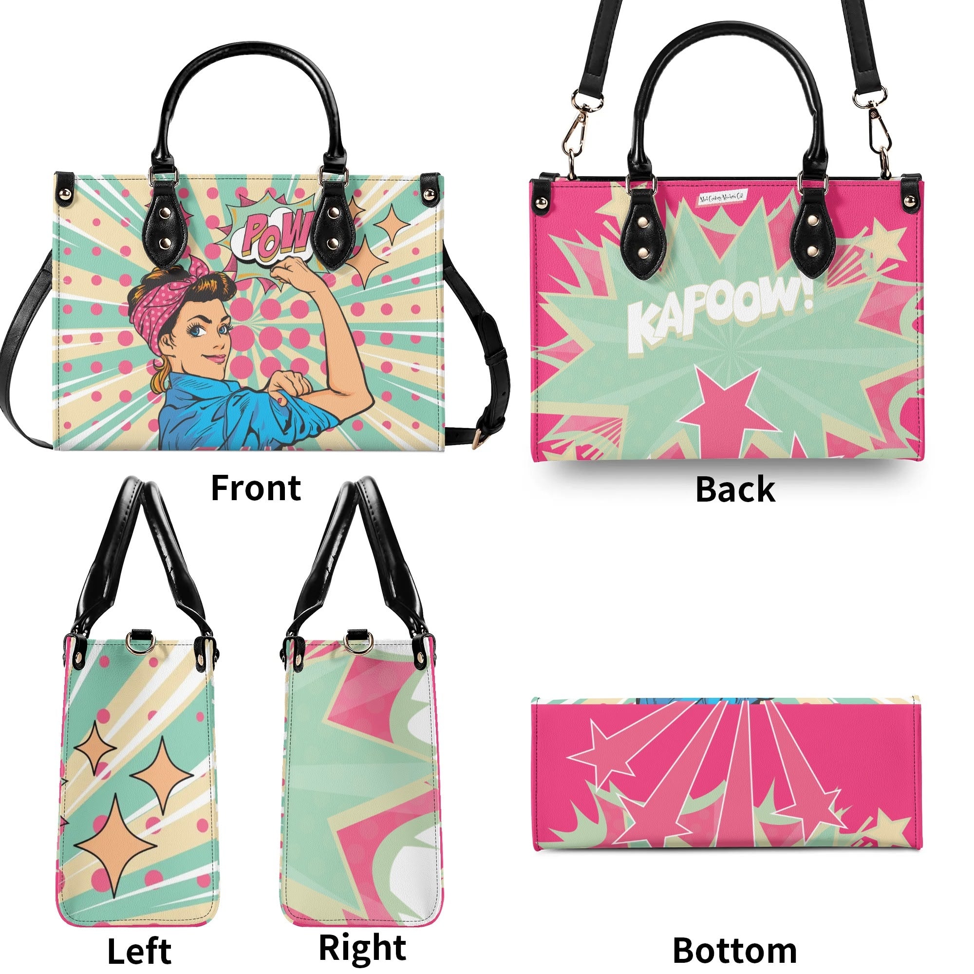 Women Enpowerment Pop Art Retro Cool Funky Fun Handbag, Shoulder Bag - Mid Century Modern Gal