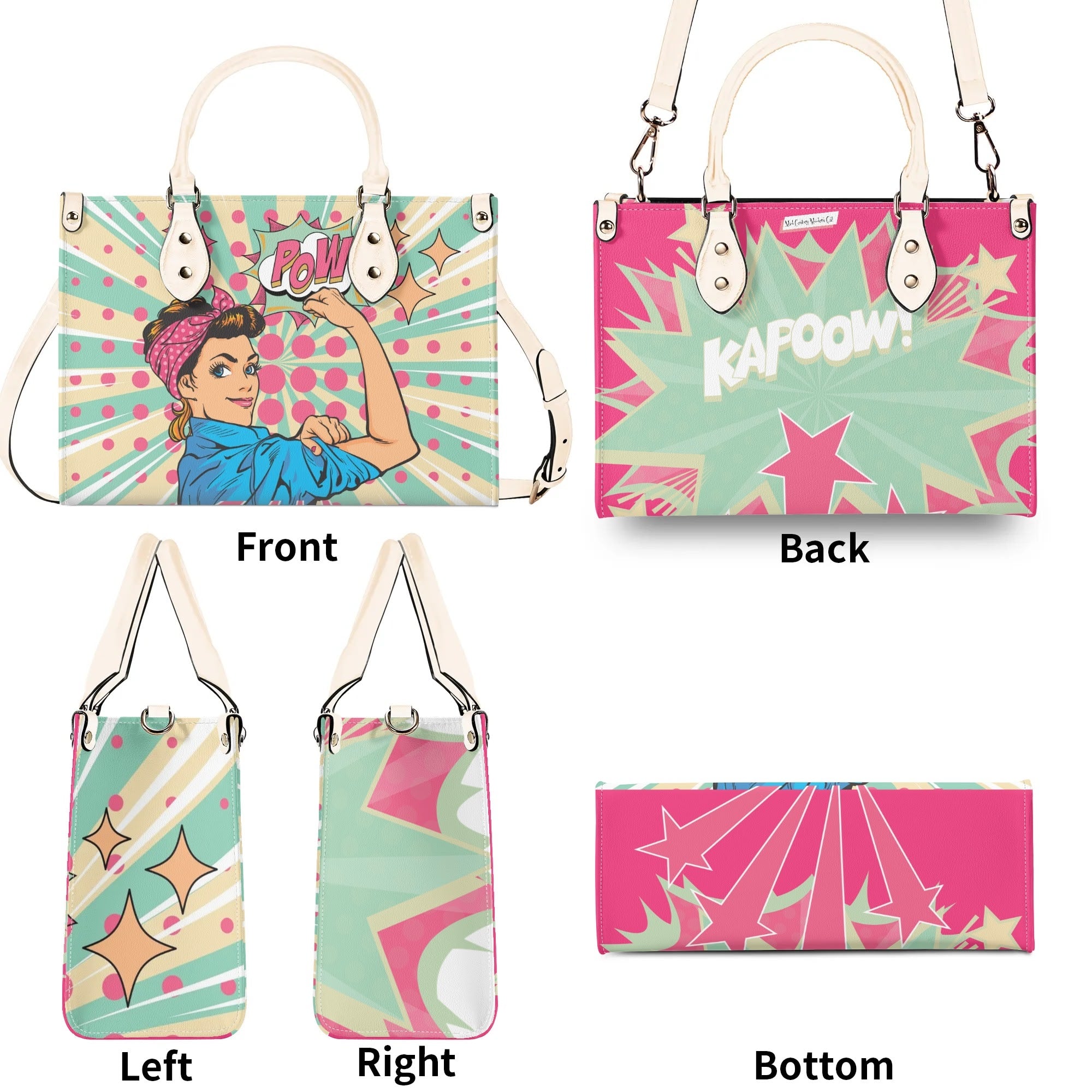 Women Enpowerment Pop Art Retro Cool Funky Fun Handbag, Shoulder Bag - Mid Century Modern Gal