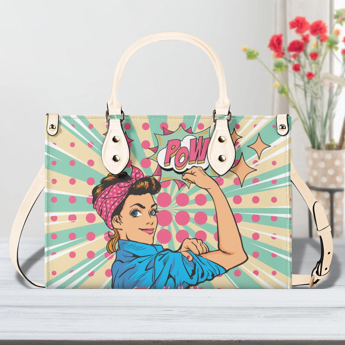 Women Enpowerment Pop Art Retro Cool Funky Fun Handbag, Shoulder Bag - Mid Century Modern Gal