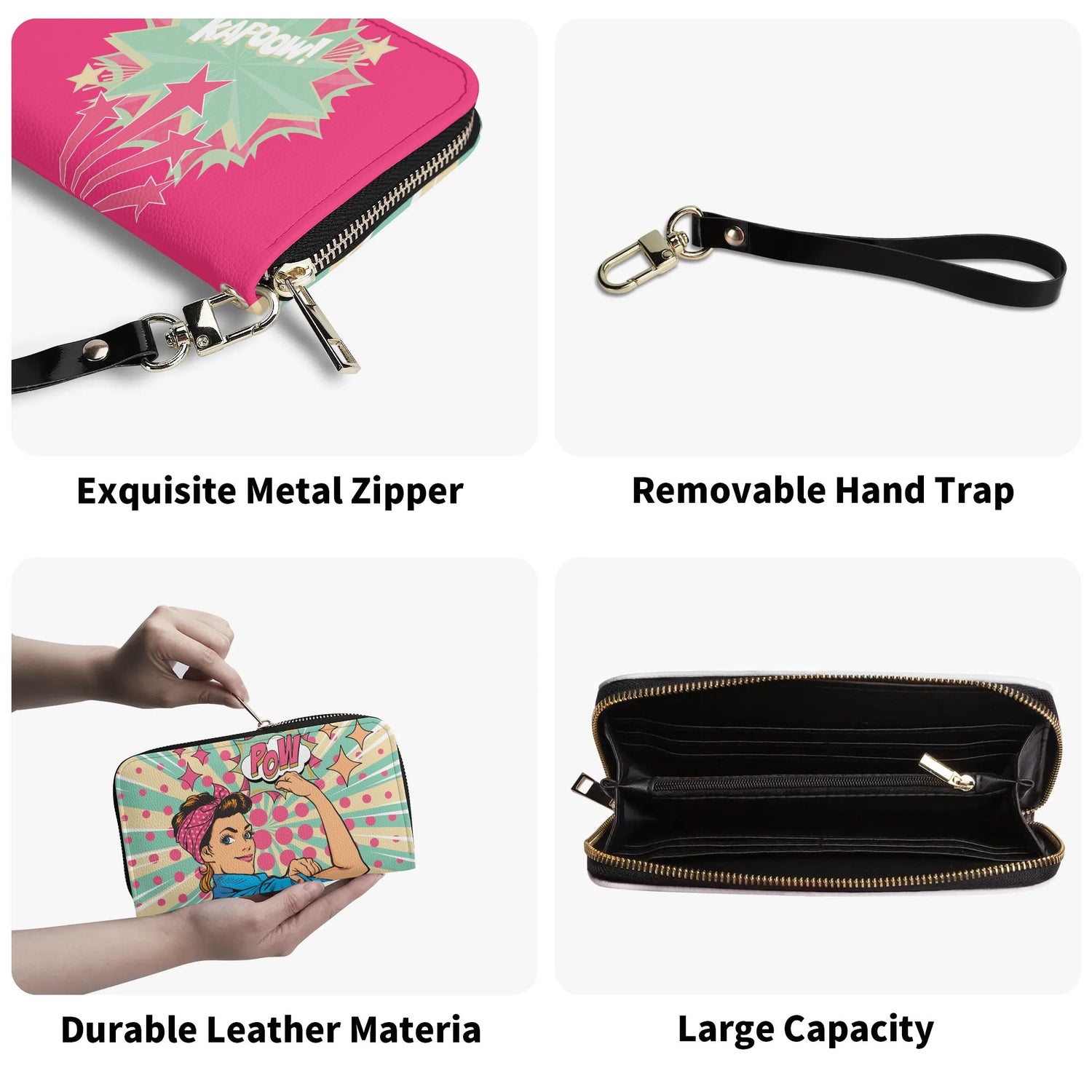 Women Empowerment Pop Art Retro Funky Fun Wallet Wristlet - Mid Century Modern Gal