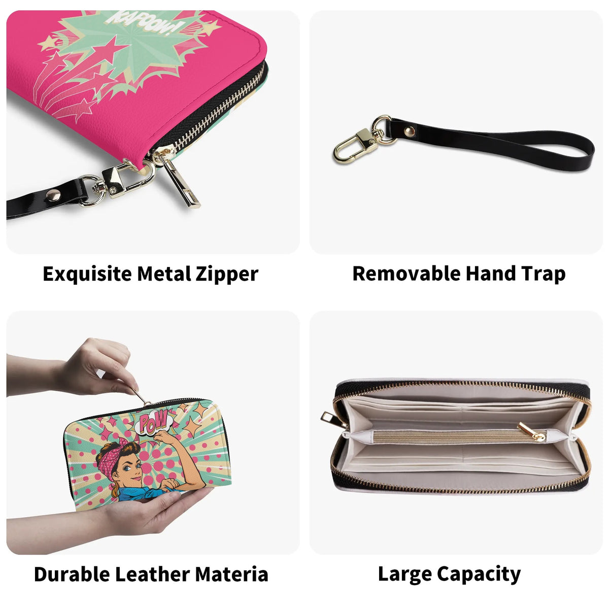 Women Empowerment Pop Art Retro Funky Fun Wallet Wristlet - Mid Century Modern Gal