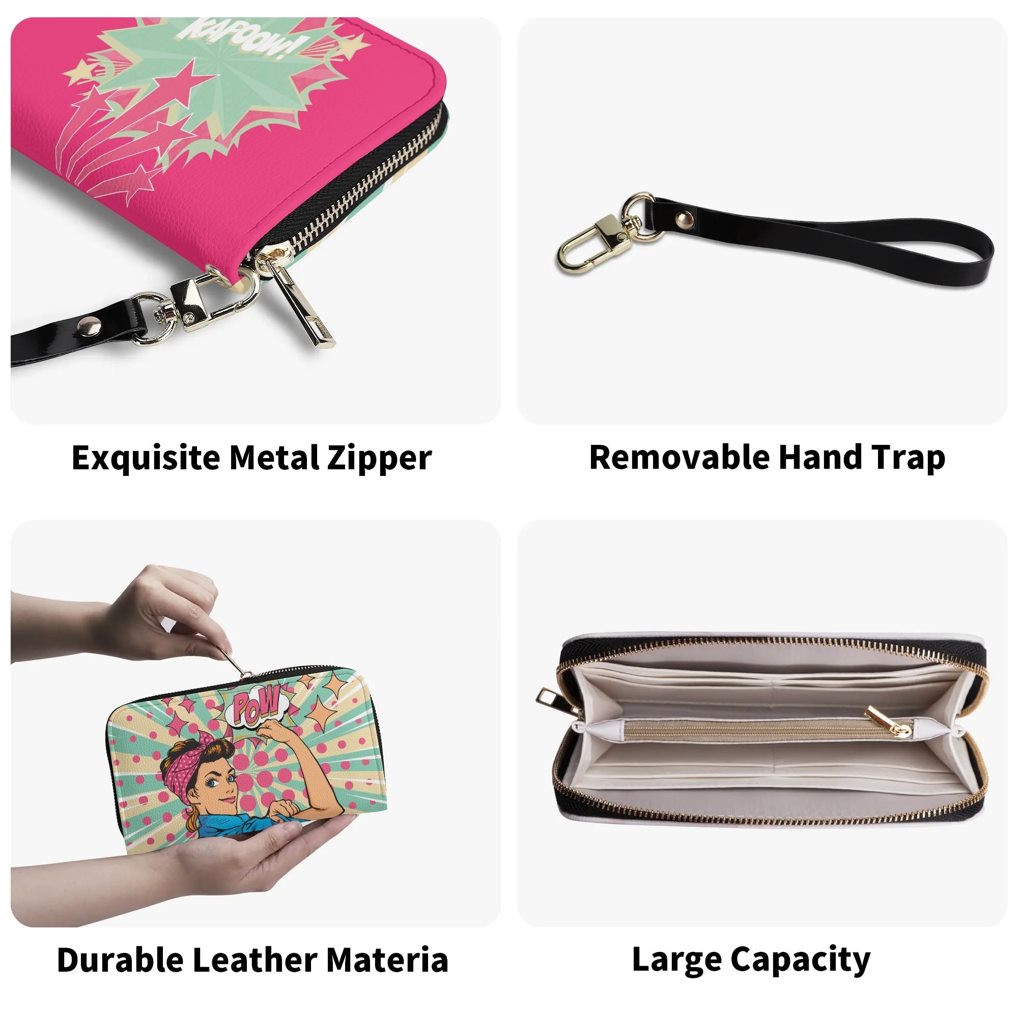 Women Empowerment Pop Art Retro Funky Fun Wallet Wristlet - Mid Century Modern Gal