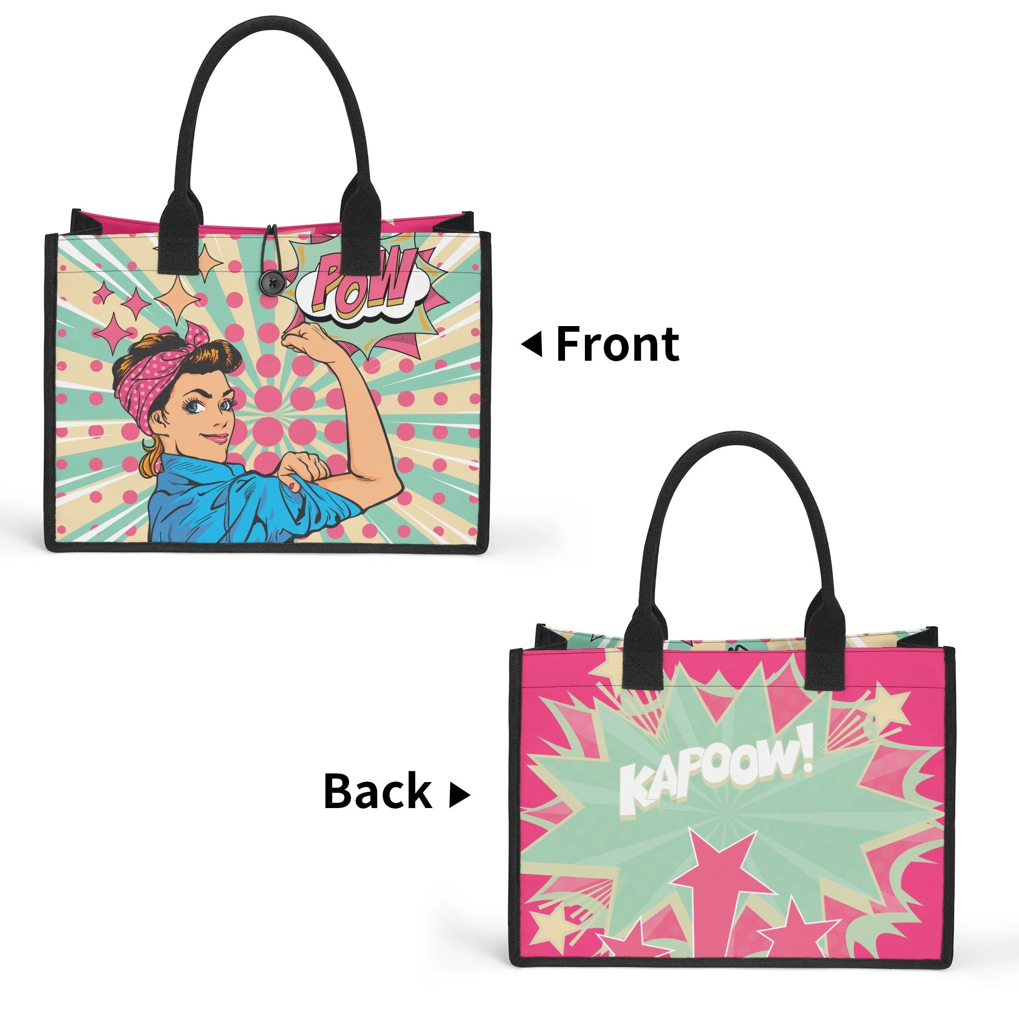 Feminist Women Empowered Pop Art Retro Canvas Tote Bag - Mid Century Modern Gal