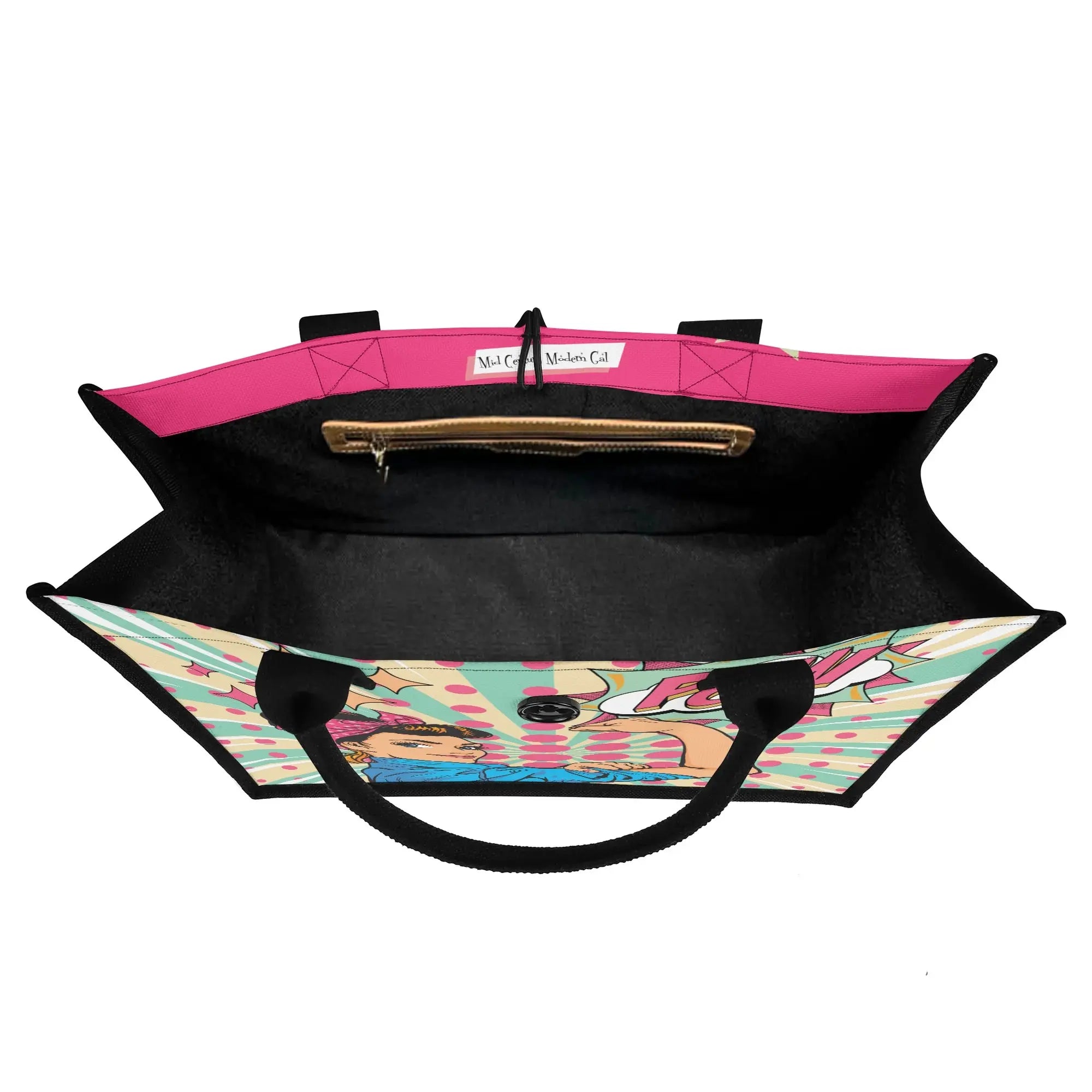 Feminist Women Empowered Pop Art Retro Canvas Tote Bag - Mid Century Modern Gal