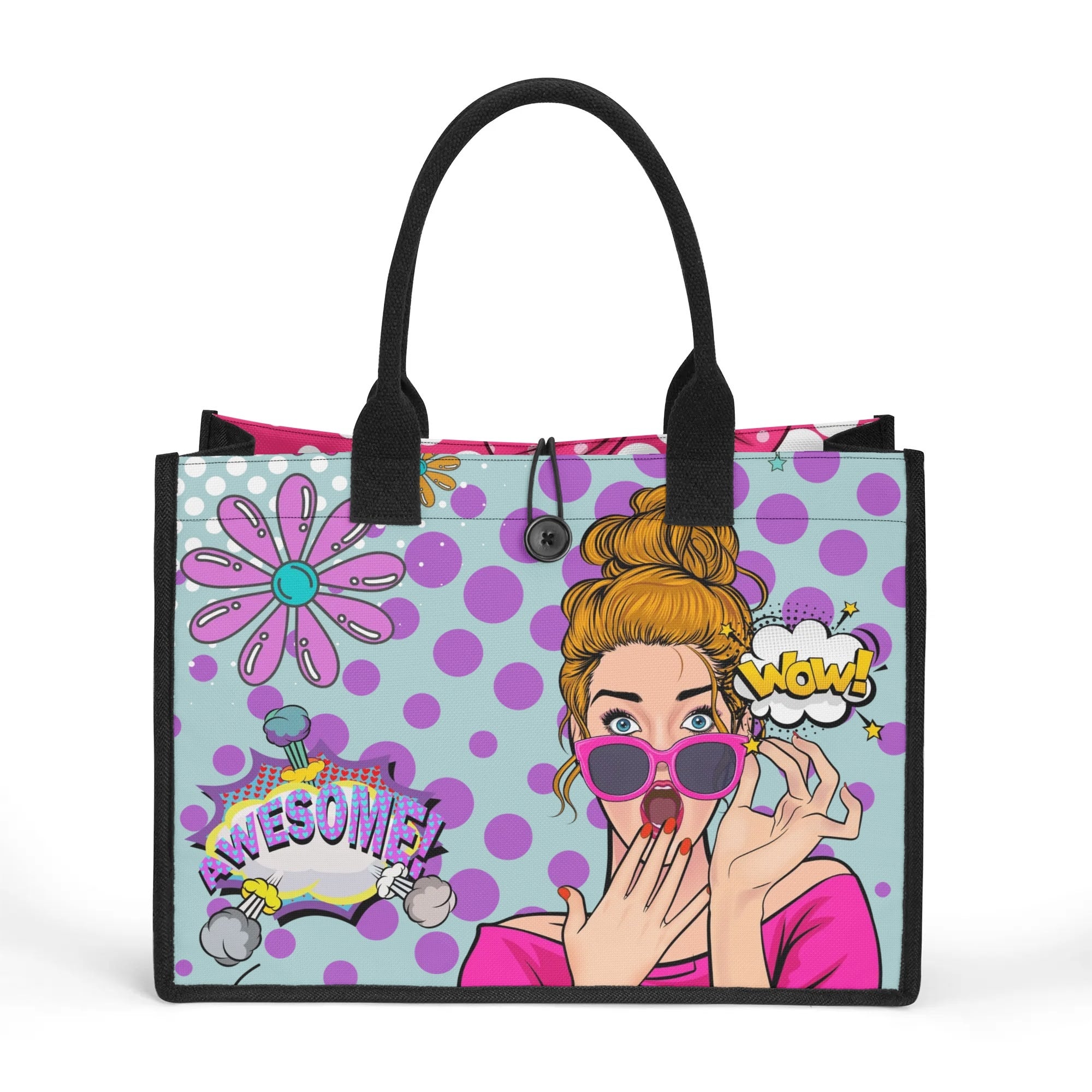Pop Art Women Empowerment, Feminist Canvas Tote Bag - Mid Century Modern Gal