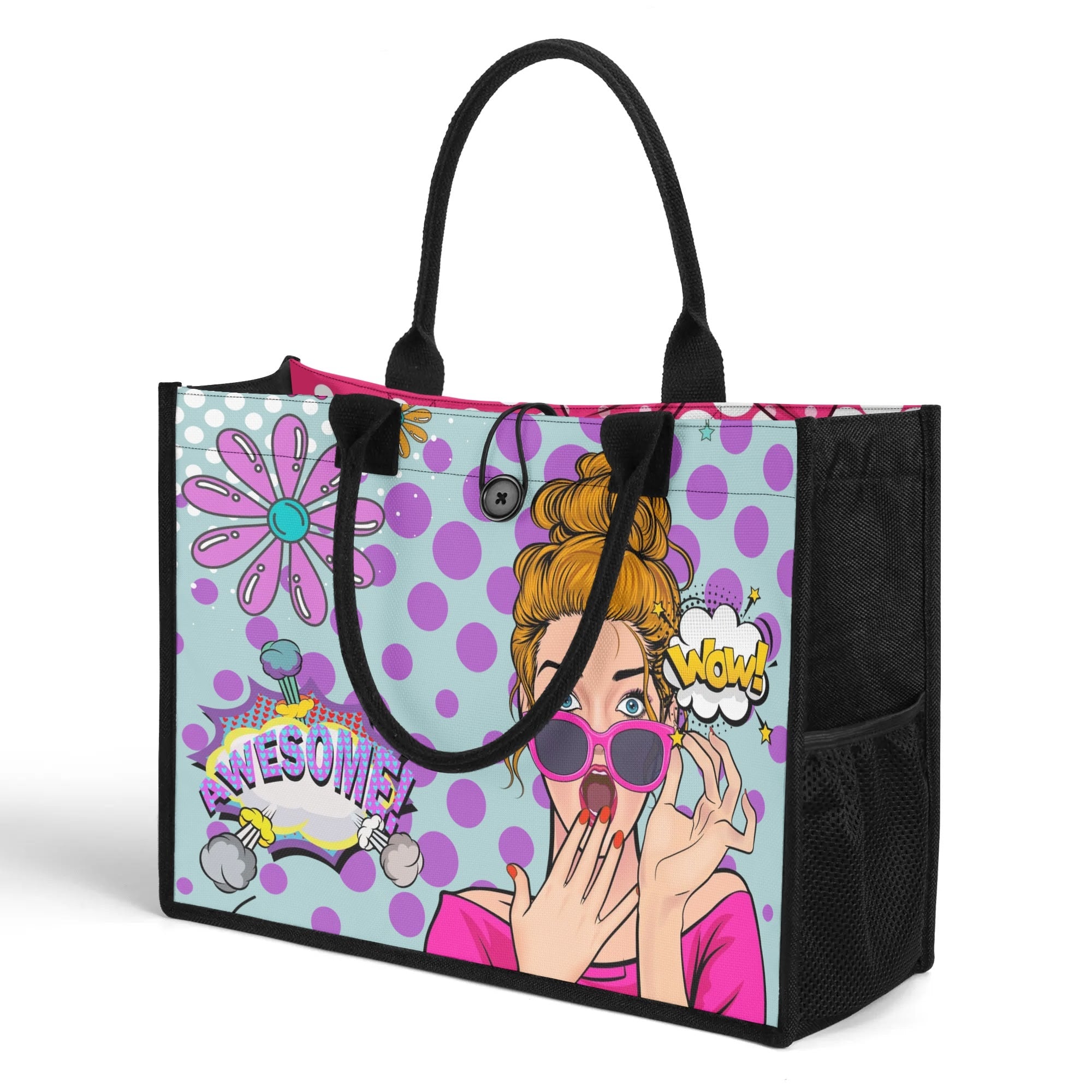 Pop Art Women Empowerment, Feminist Canvas Tote Bag - Mid Century Modern Gal