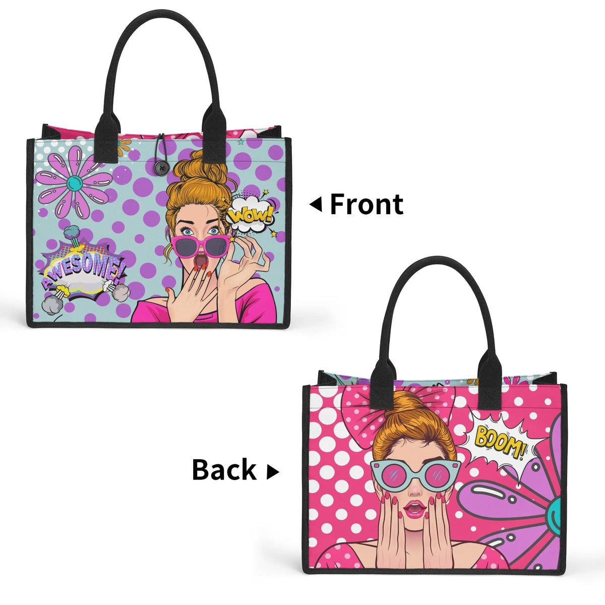 Pop Art Women Empowerment, Feminist Canvas Tote Bag - Mid Century Modern Gal