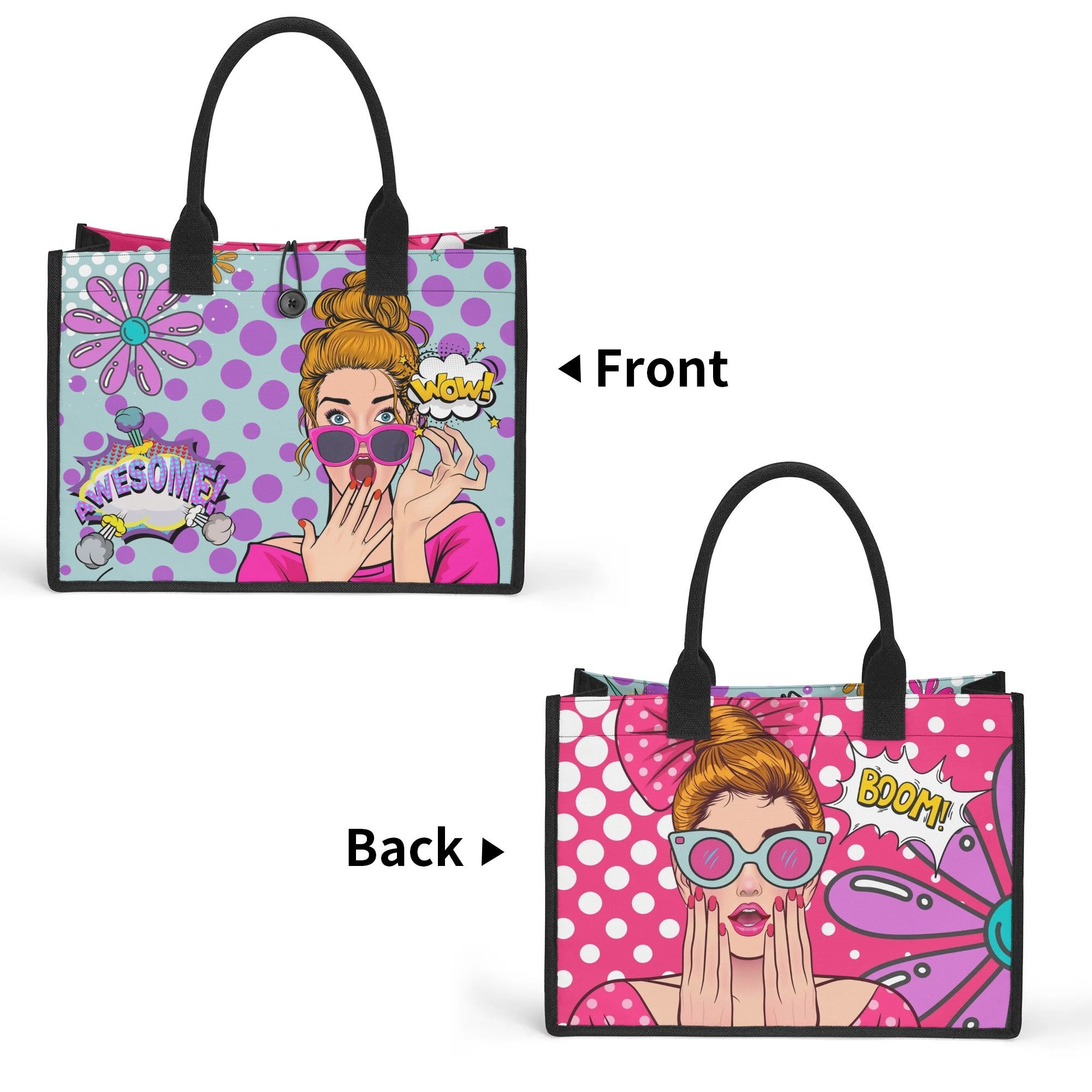 Pop Art Women Empowerment, Feminist Canvas Tote Bag - Mid Century Modern Gal