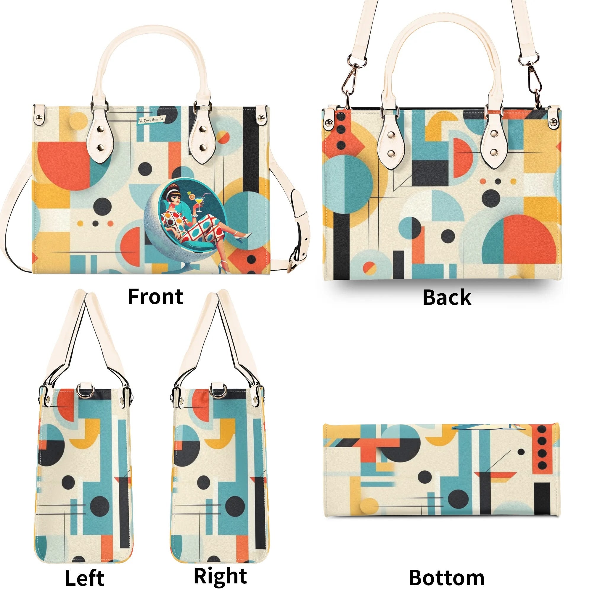 Mid Century Mod Gal, Bauhaus Designed, Funky Fun Handbag, Shoulder Bag - Mid Century Modern Gal