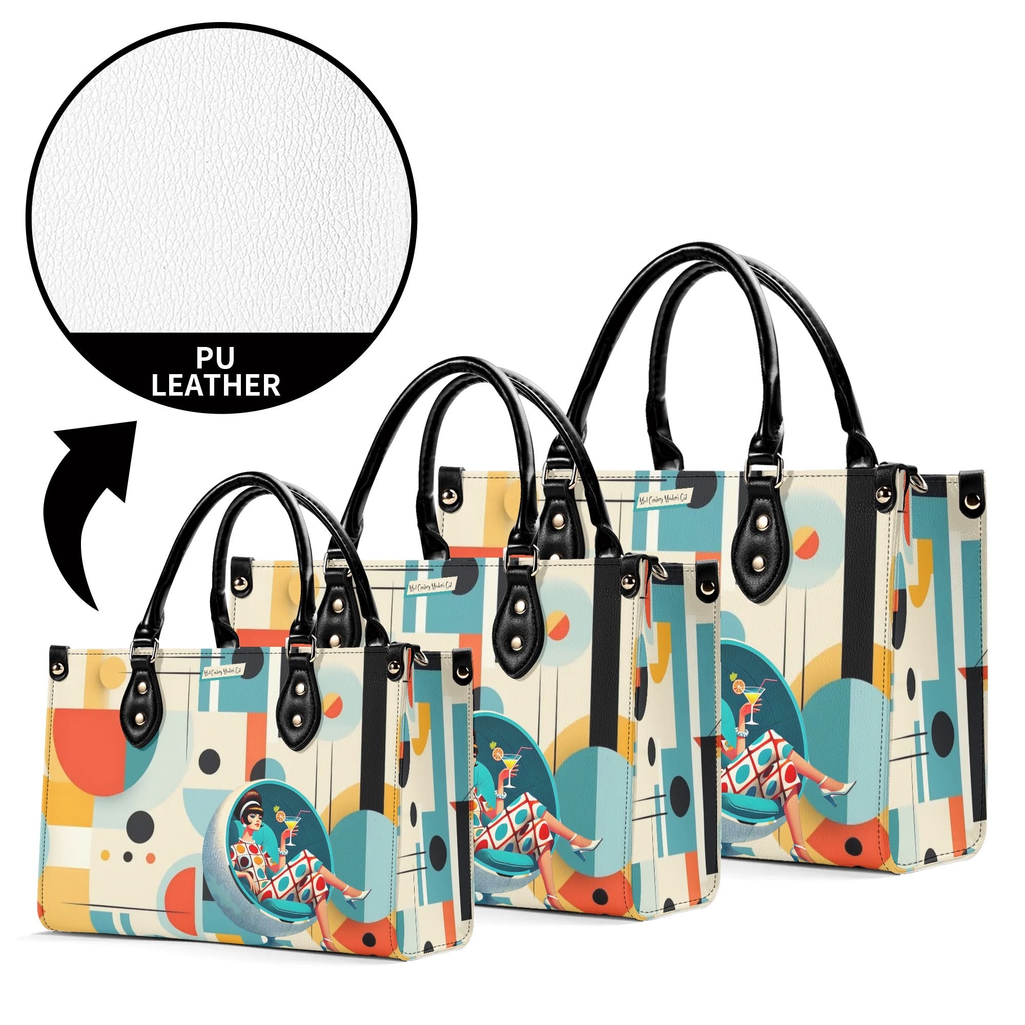 Mid Century Mod Gal, Bauhaus Designed, Funky Fun Handbag, Shoulder Bag - Mid Century Modern Gal