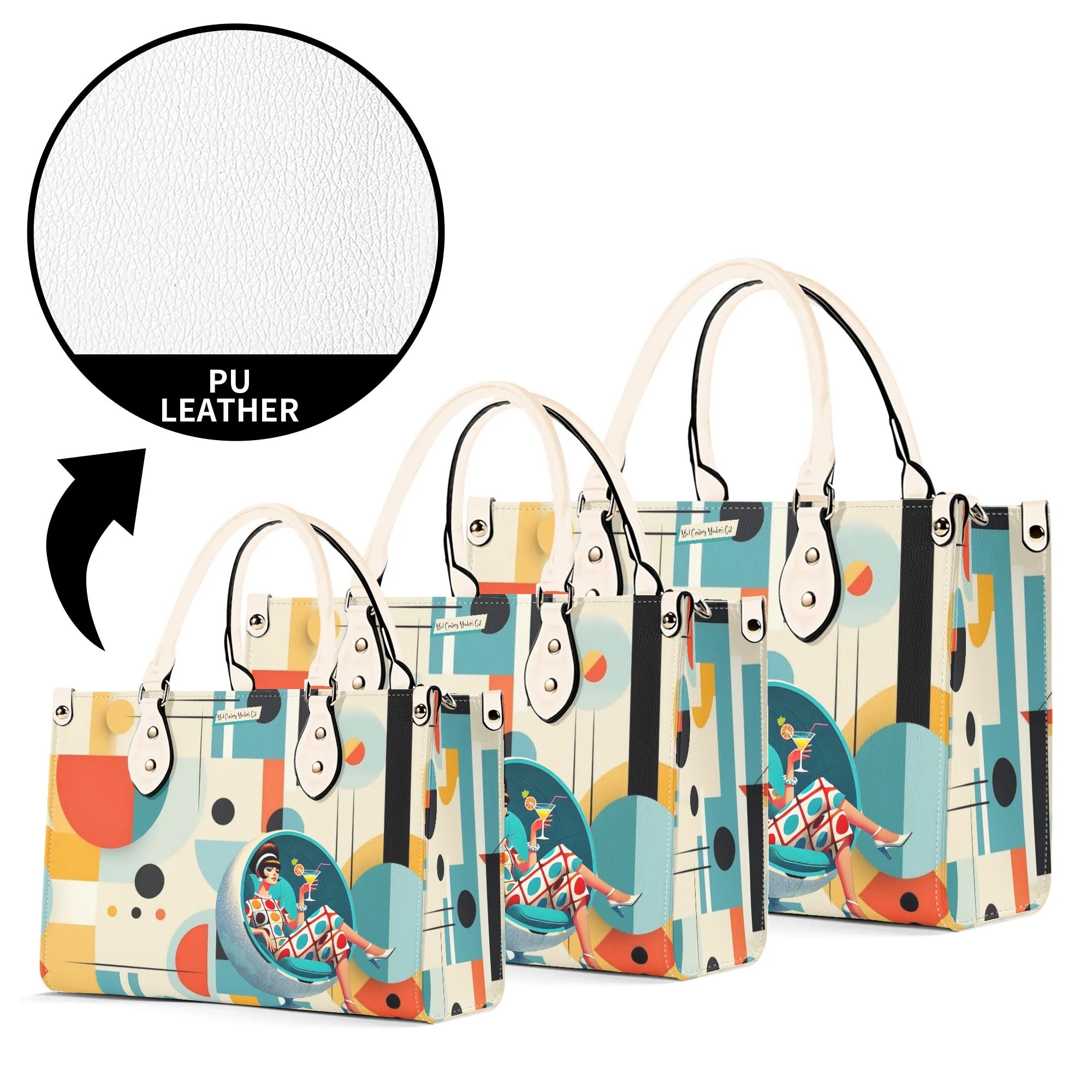 Mid Century Mod Gal, Bauhaus Designed, Funky Fun Handbag, Shoulder Bag - Mid Century Modern Gal