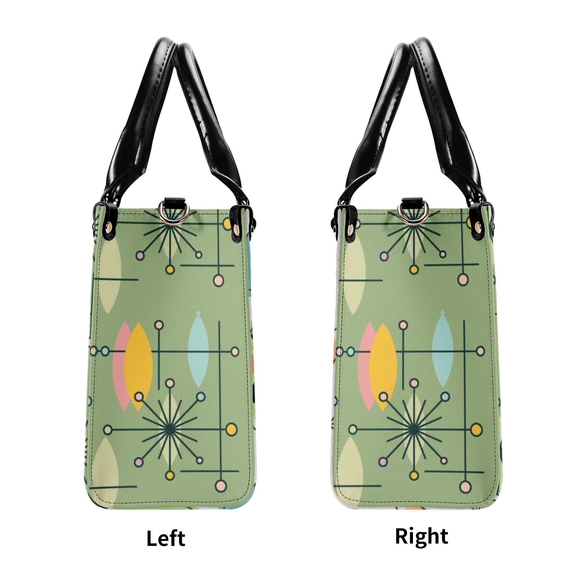 Atomic Cat Kitschy Handbag Reversible Mid Century Mod Handbag, Shoulder Bag - Mid Century Modern Gal