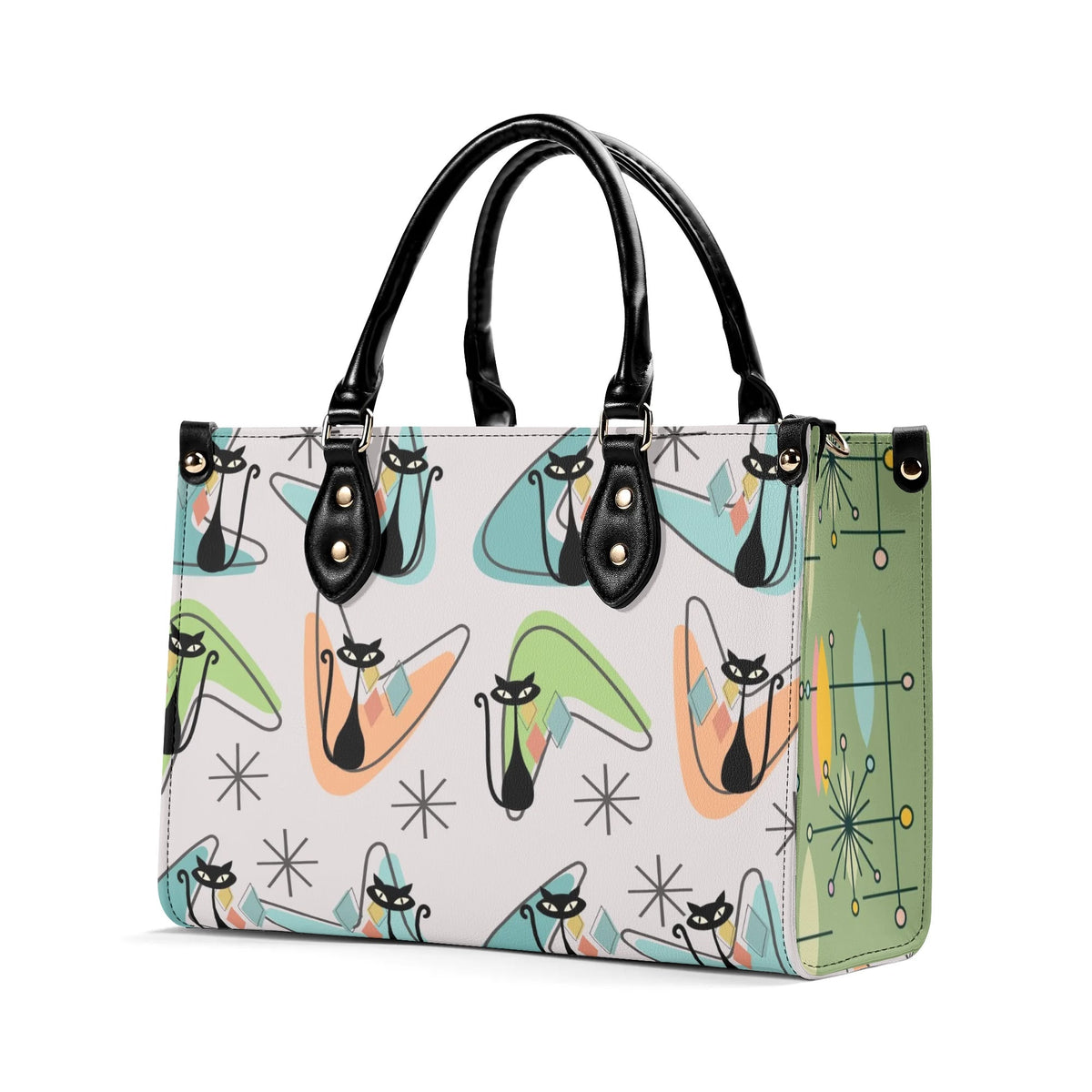 Atomic Cat Kitschy Handbag Reversible Mid Century Mod Handbag, Shoulder Bag - Mid Century Modern Gal
