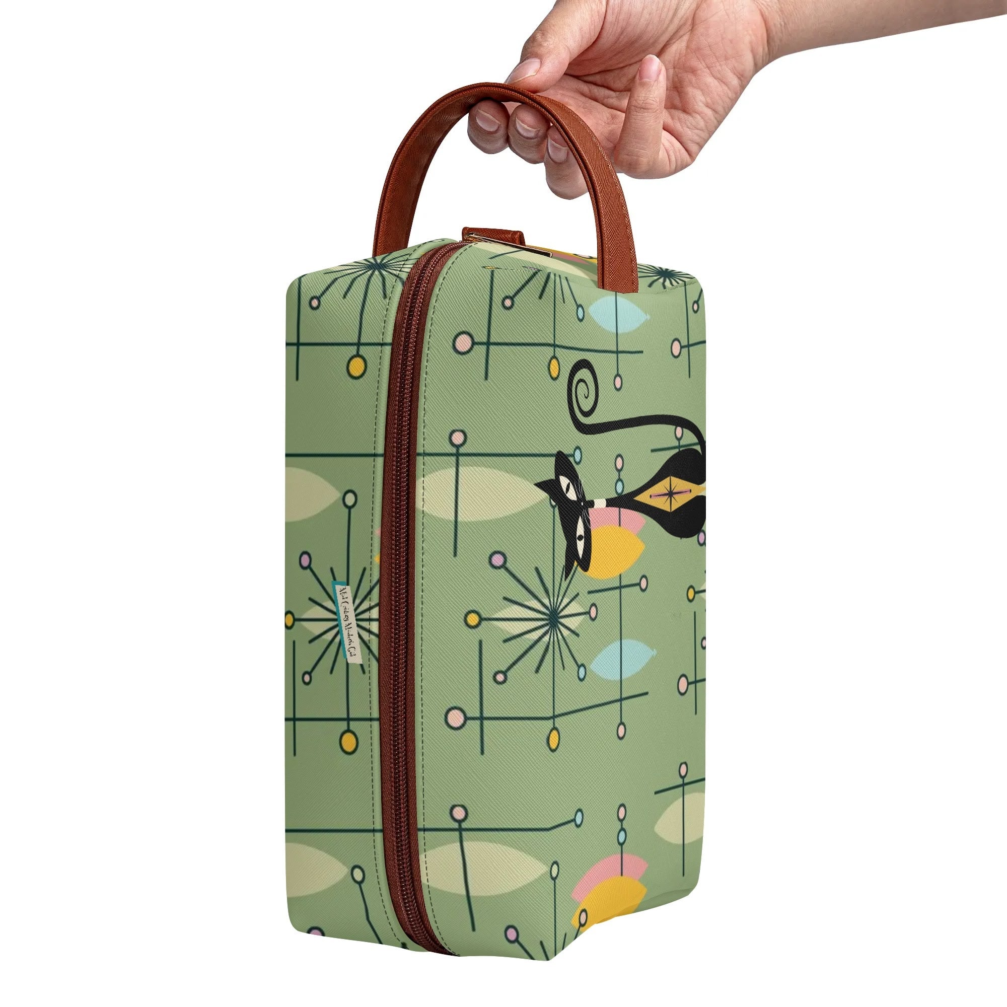 Mid Mod Kitschy Atomic Cat Travel Toiletry Bag - Mid Century Modern Gal