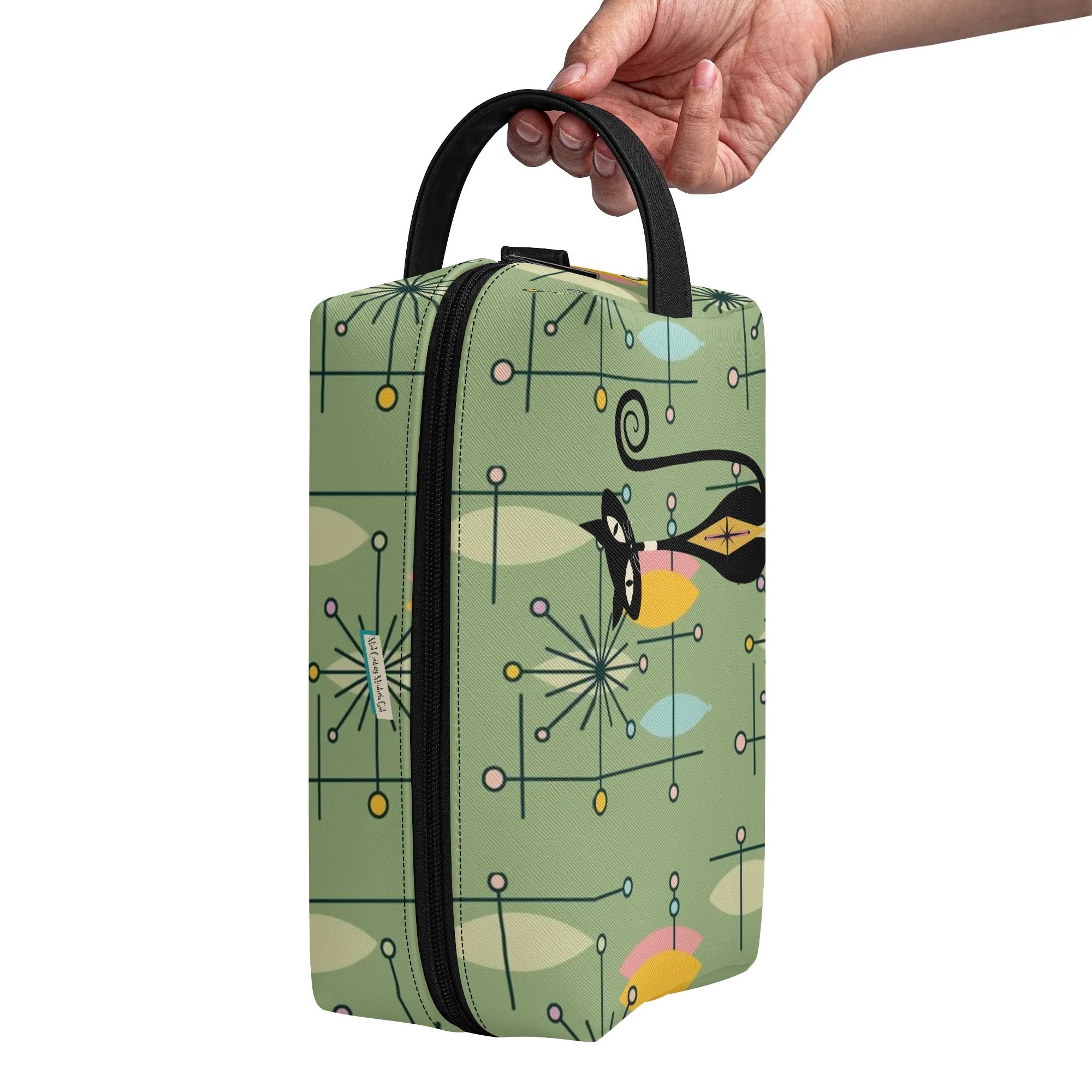 Mid Mod Kitschy Atomic Cat Travel Toiletry Bag - Mid Century Modern Gal