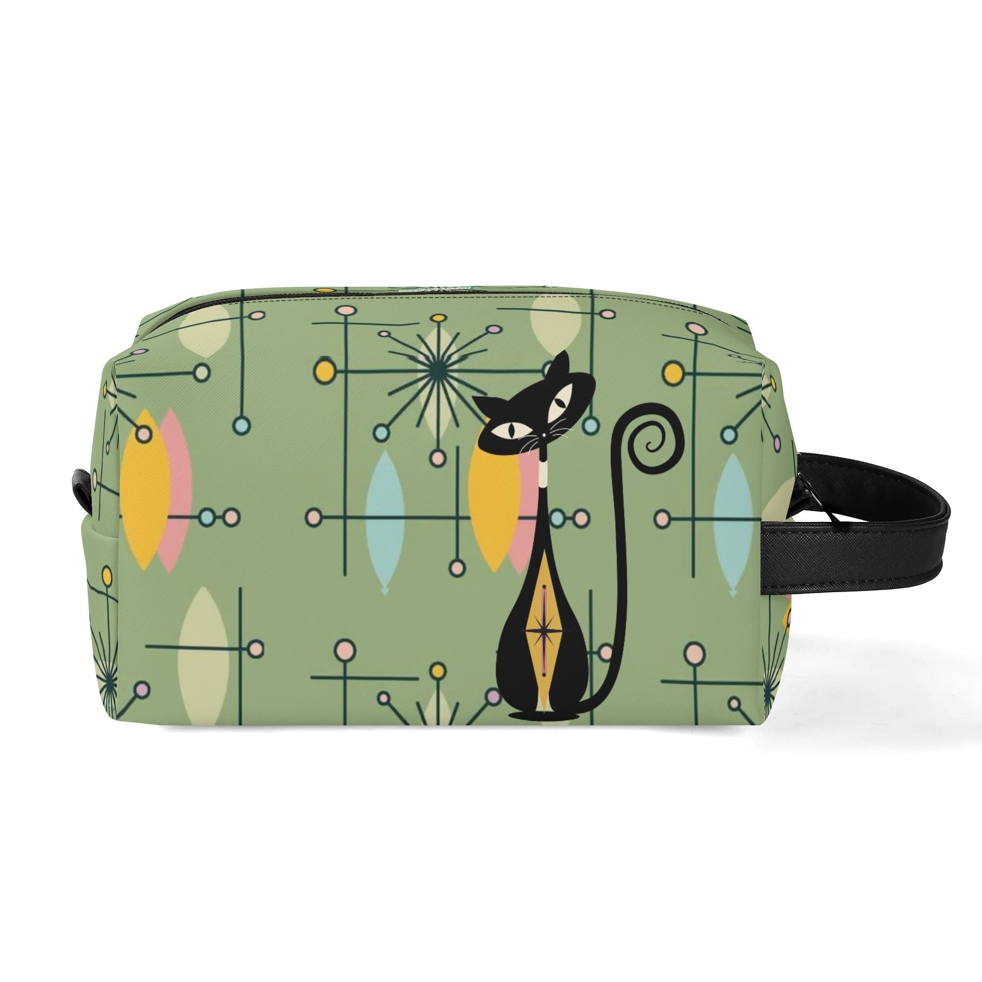Mid Mod Kitschy Atomic Cat Travel Toiletry Bag - Mid Century Modern Gal