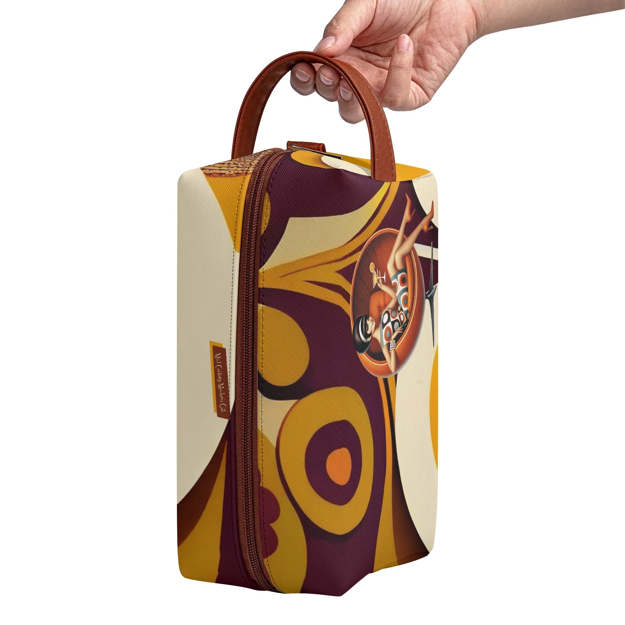 Mid Mod 60s Gal, Retro Flower Power Travel Toiletry Bag - Mid Century Modern Gal