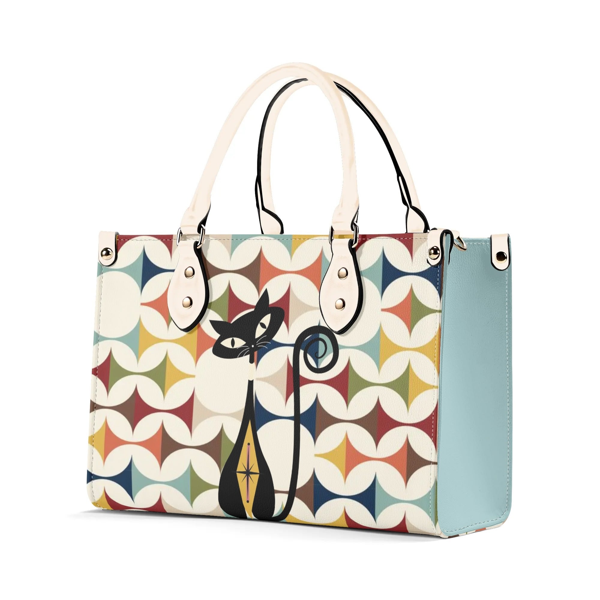 Mid Century Modern Atomic Cat Handbag, Kitschy Quirky Fun Mod Shoulder Bag, Handbag - Mid Century Modern Gal