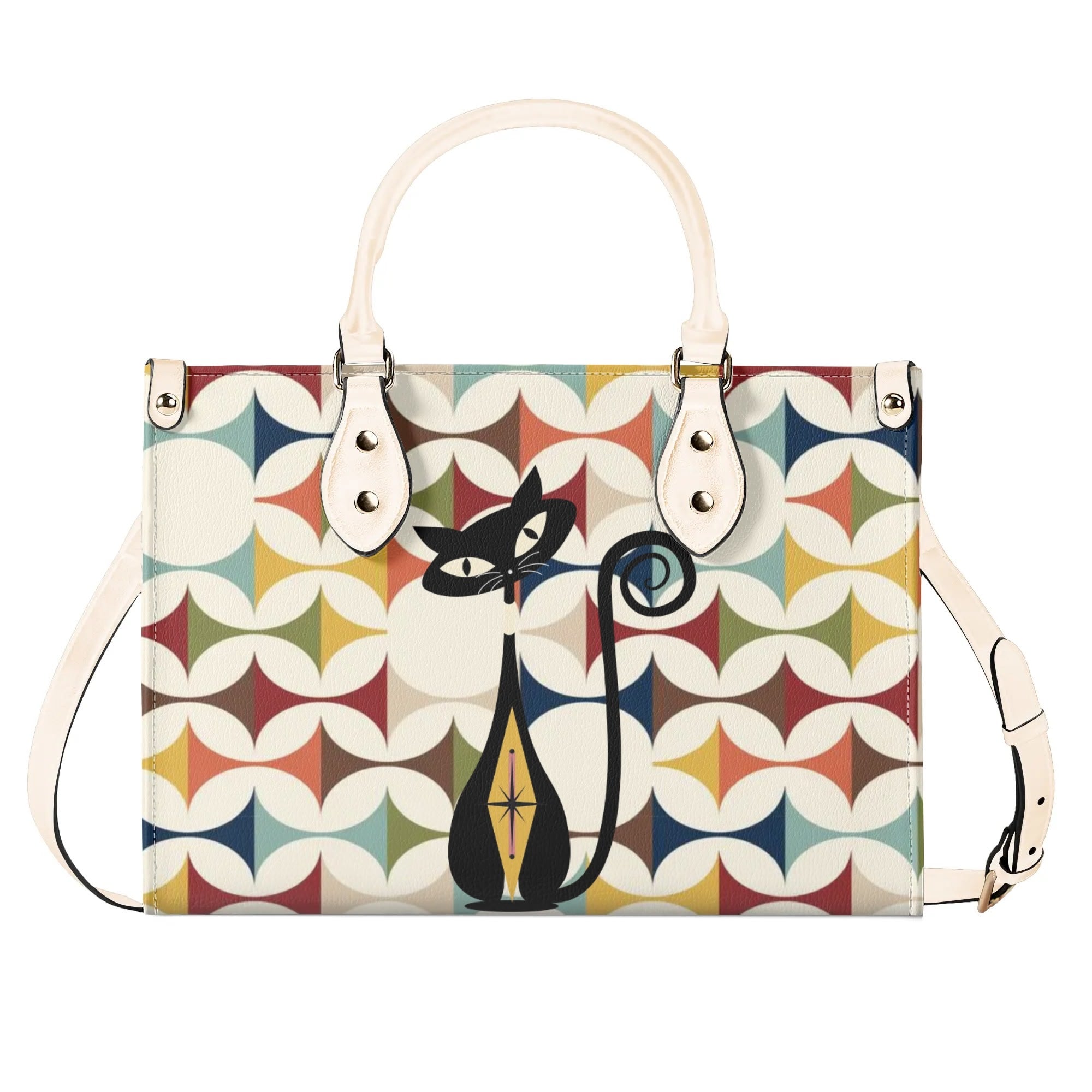 Mid Century Modern Atomic Cat Handbag, Kitschy Quirky Fun Mod Shoulder Bag, Handbag - Mid Century Modern Gal