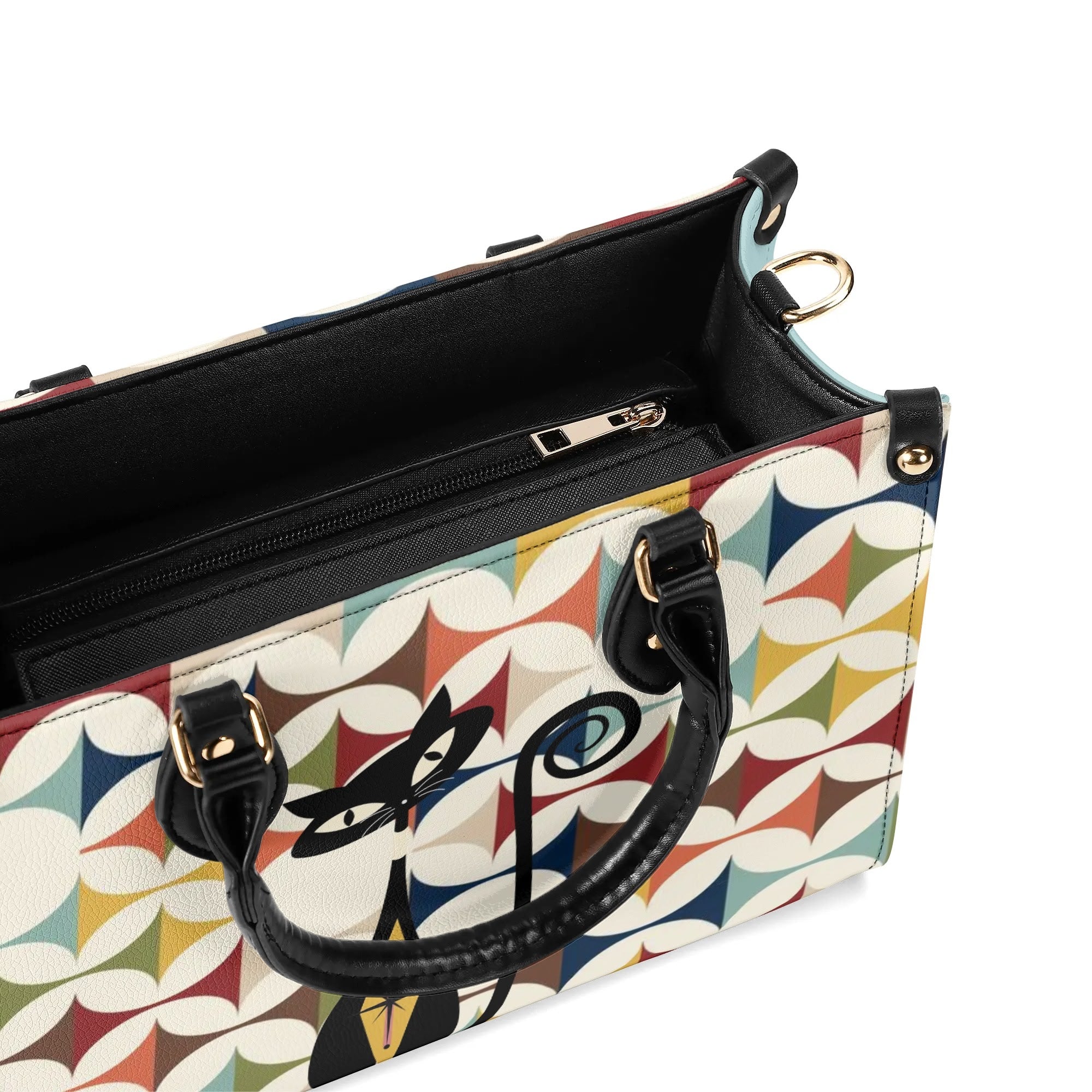 Mid Century Modern Atomic Cat Handbag, Kitschy Quirky Fun Mod Shoulder Bag, Handbag - Mid Century Modern Gal