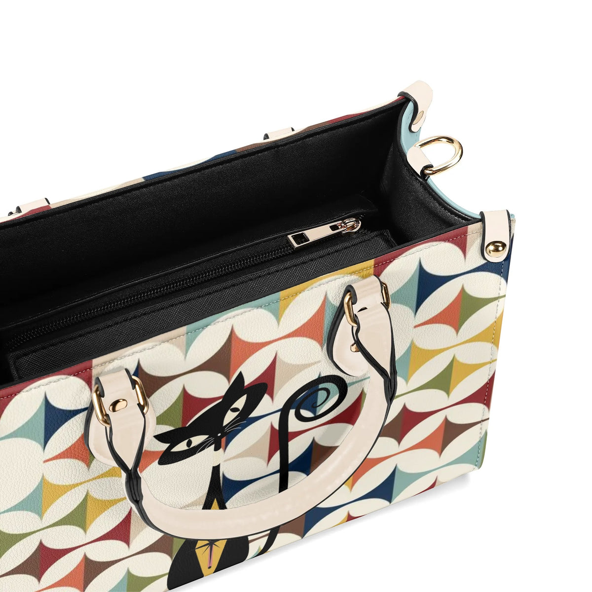 Mid Century Modern Atomic Cat Handbag, Kitschy Quirky Fun Mod Shoulder Bag, Handbag - Mid Century Modern Gal