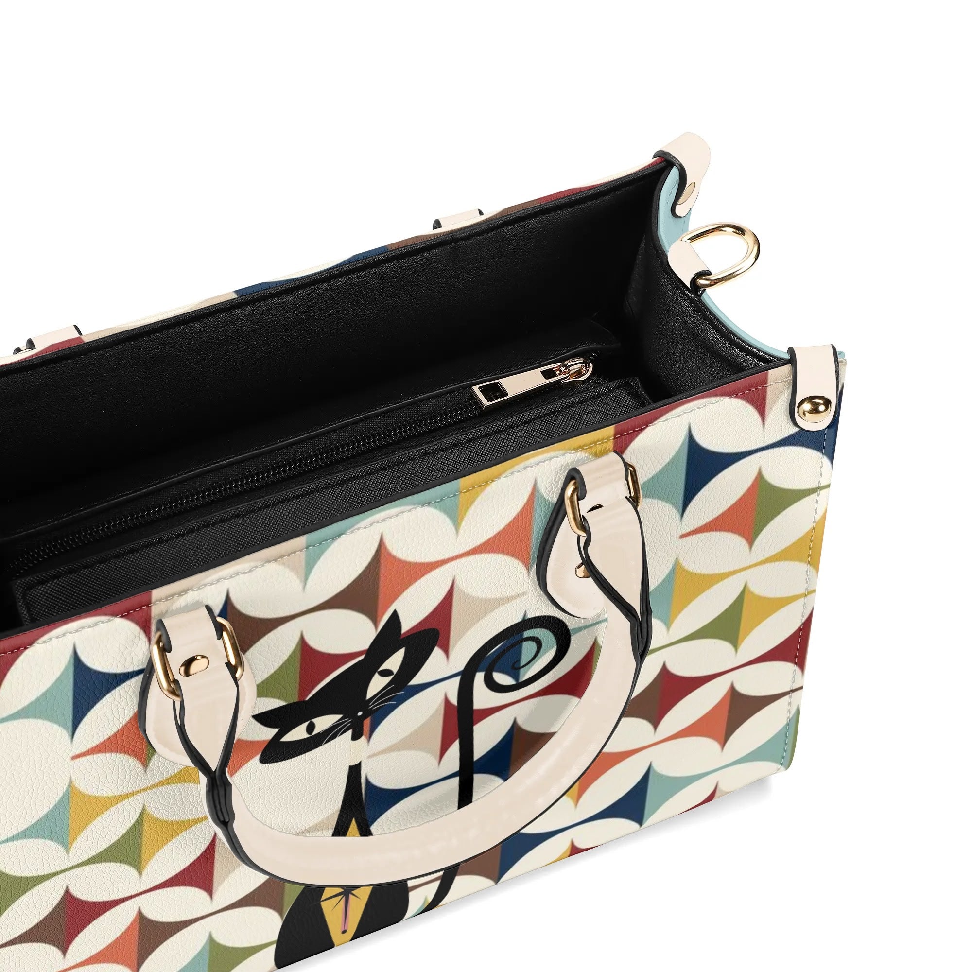 Mid Century Modern Atomic Cat Handbag, Kitschy Quirky Fun Mod Shoulder Bag, Handbag - Mid Century Modern Gal