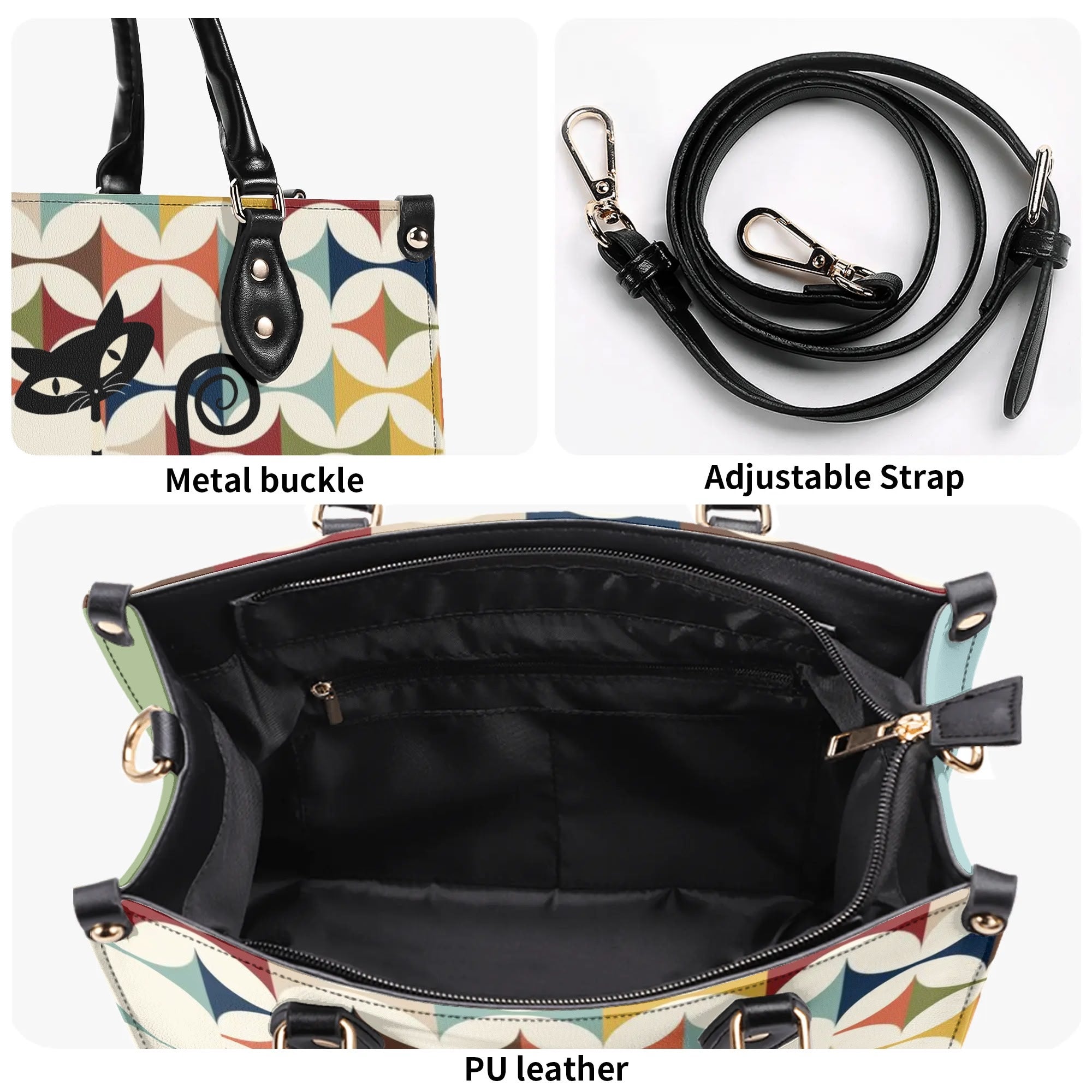 Mid Century Modern Atomic Cat Handbag, Kitschy Quirky Fun Mod Shoulder Bag, Handbag - Mid Century Modern Gal