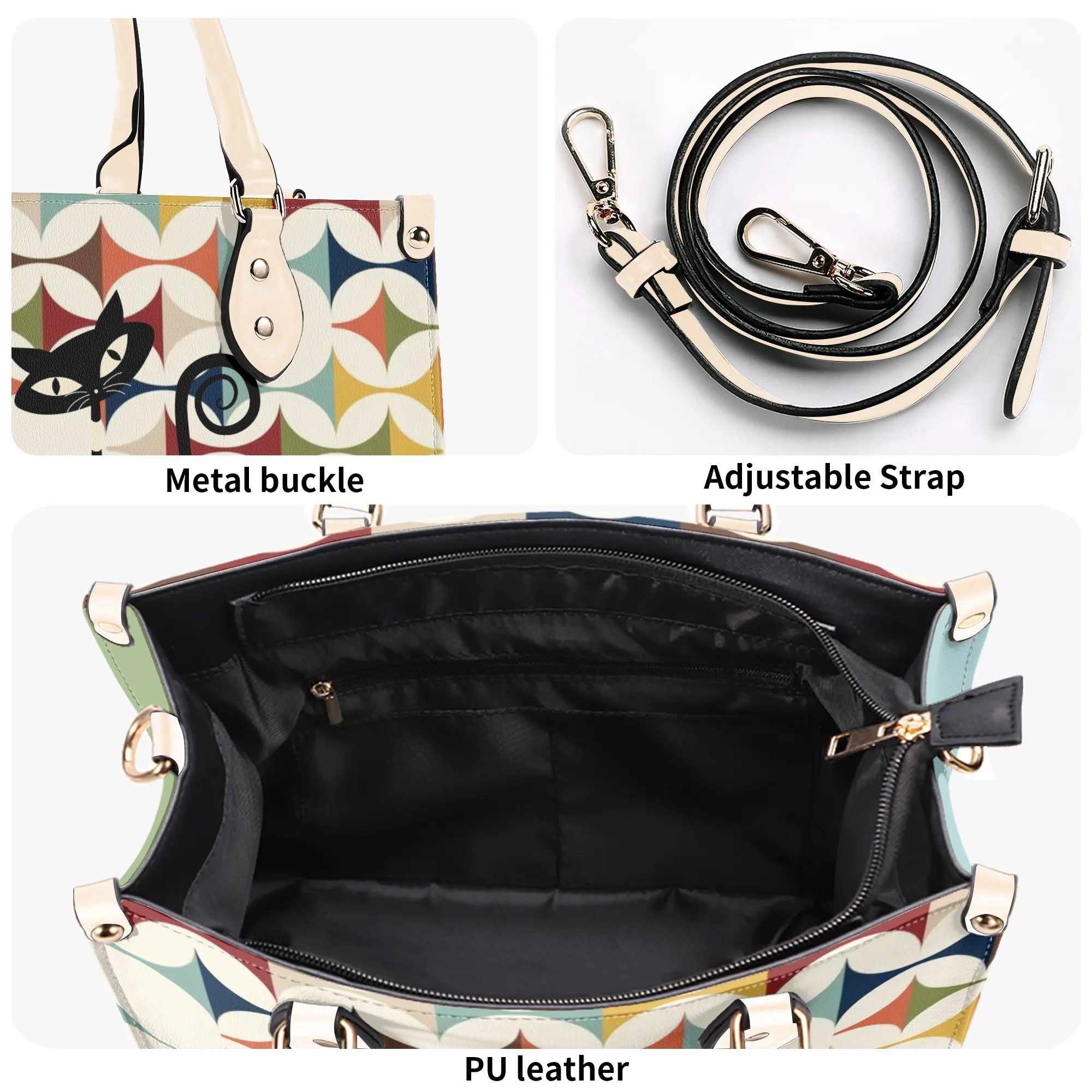 Mid Century Modern Atomic Cat Handbag, Kitschy Quirky Fun Mod Shoulder Bag, Handbag - Mid Century Modern Gal