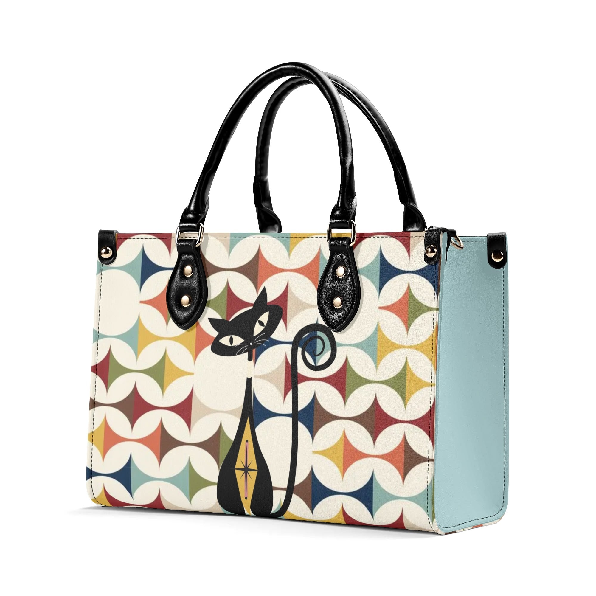 Mid Century Modern Atomic Cat Handbag, Kitschy Quirky Fun Mod Shoulder Bag, Handbag - Mid Century Modern Gal