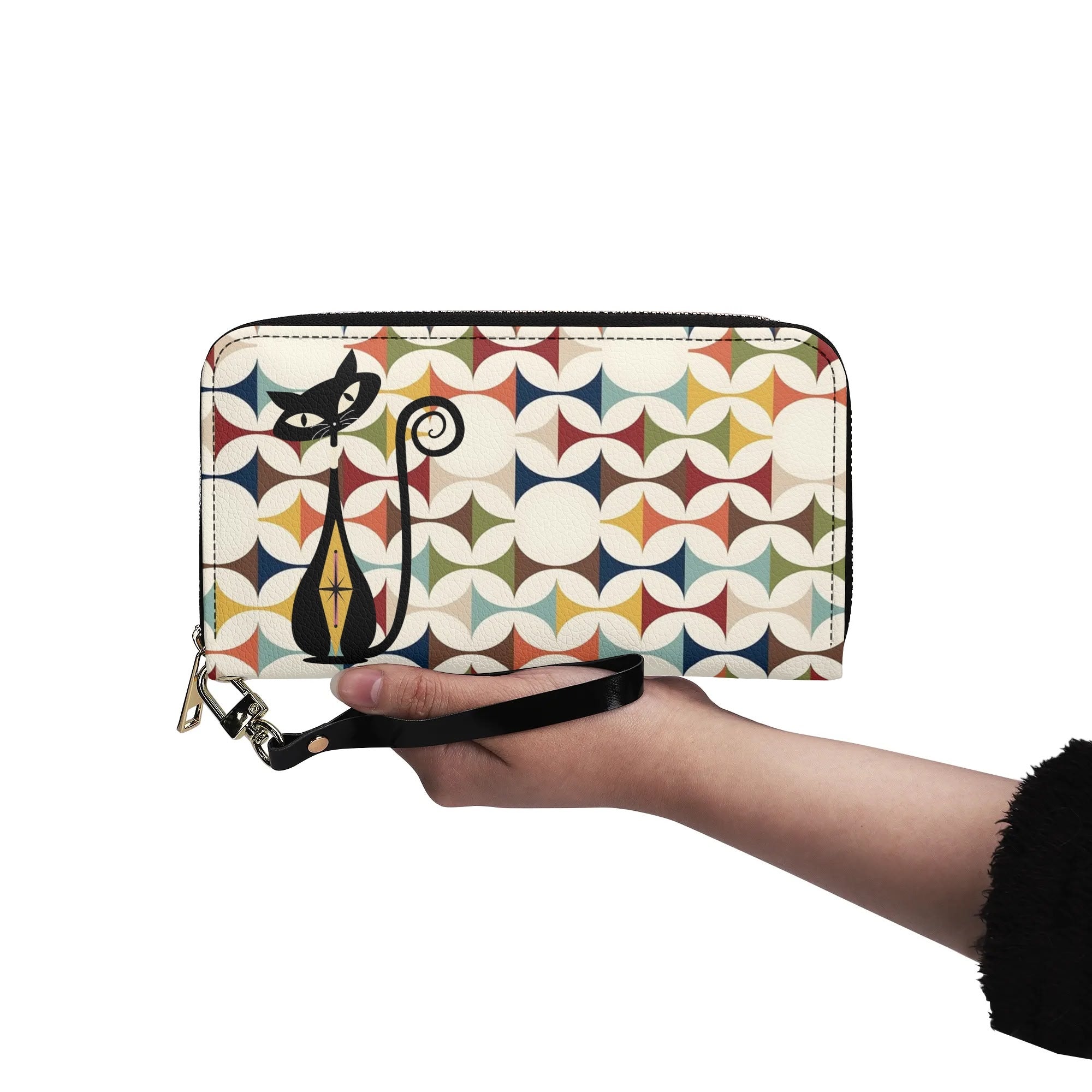 Atomic Cat Modern Scandinavian Designed Kitschy Wallet Wristlet - Mid Century Modern Gal