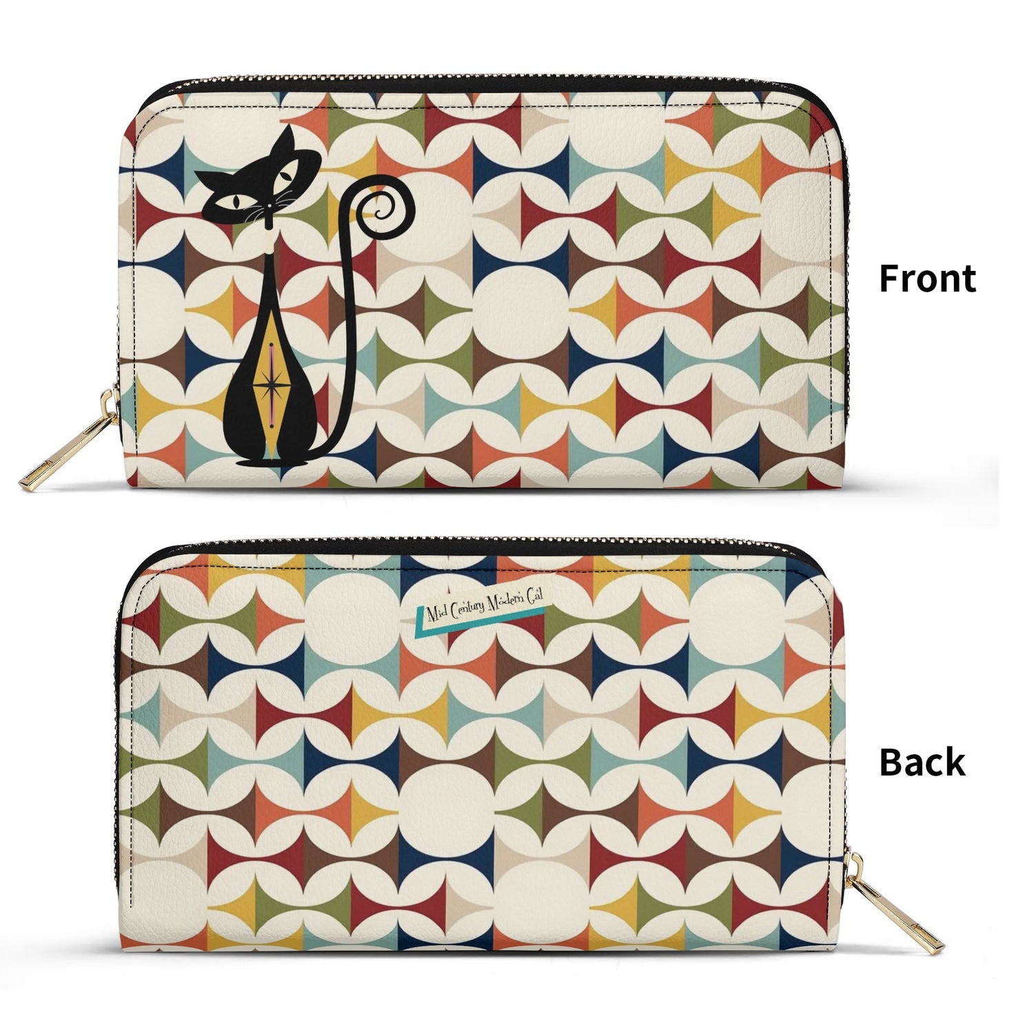 Atomic Cat Modern Scandinavian Designed Kitschy Wallet Wristlet - Mid Century Modern Gal