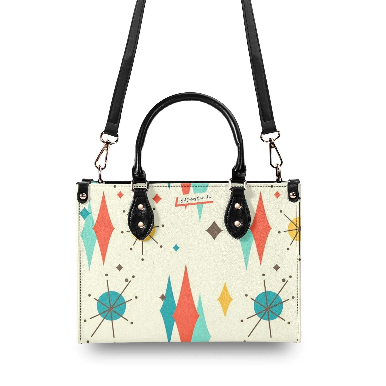 Atomic Cat Handbag, Shoulder Bag, 50s Kitsch Franciscan Starburst Mod Bag - Mid Century Modern Gal