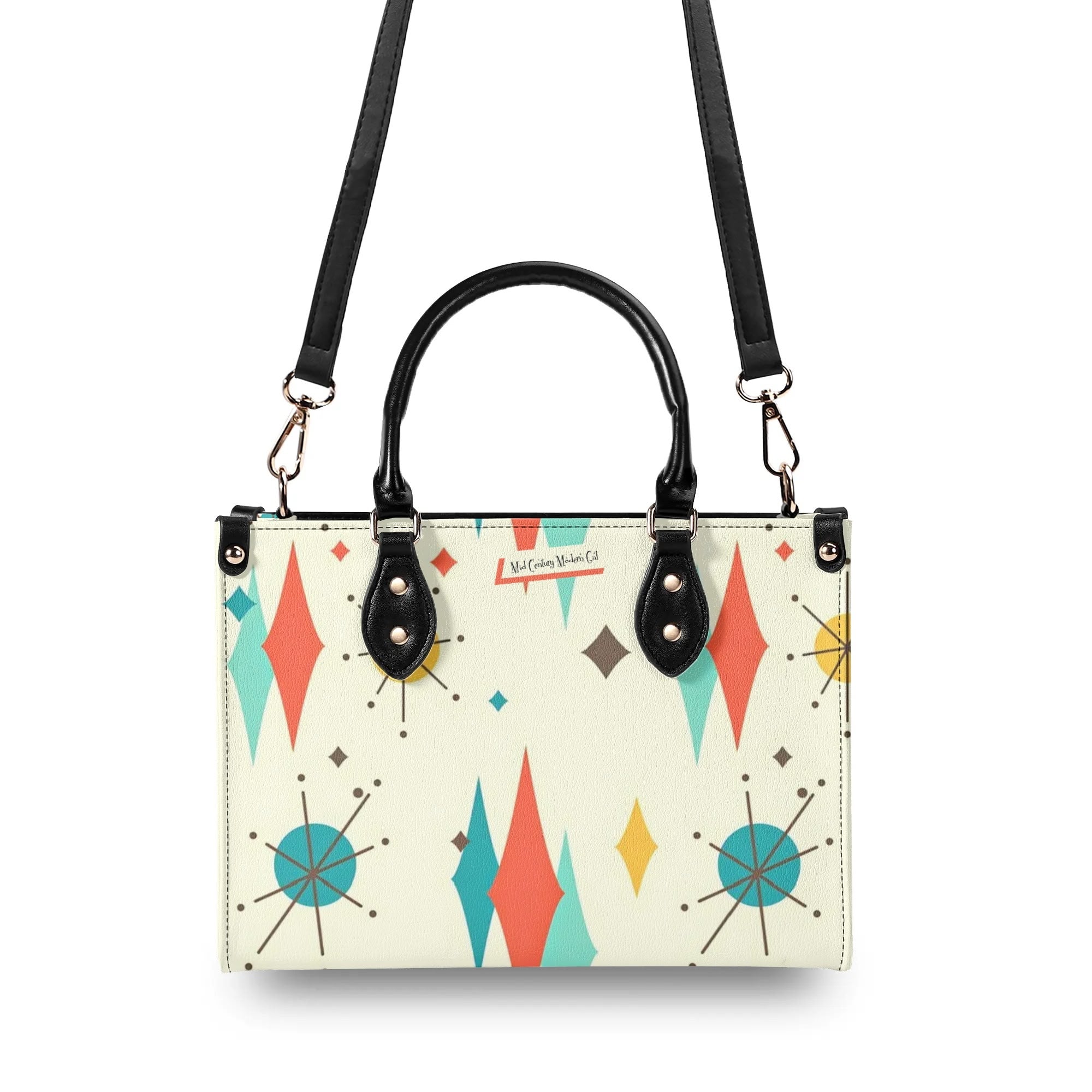 Atomic Cat Handbag, Shoulder Bag, 50s Kitsch Franciscan Starburst Mod Bag - Mid Century Modern Gal