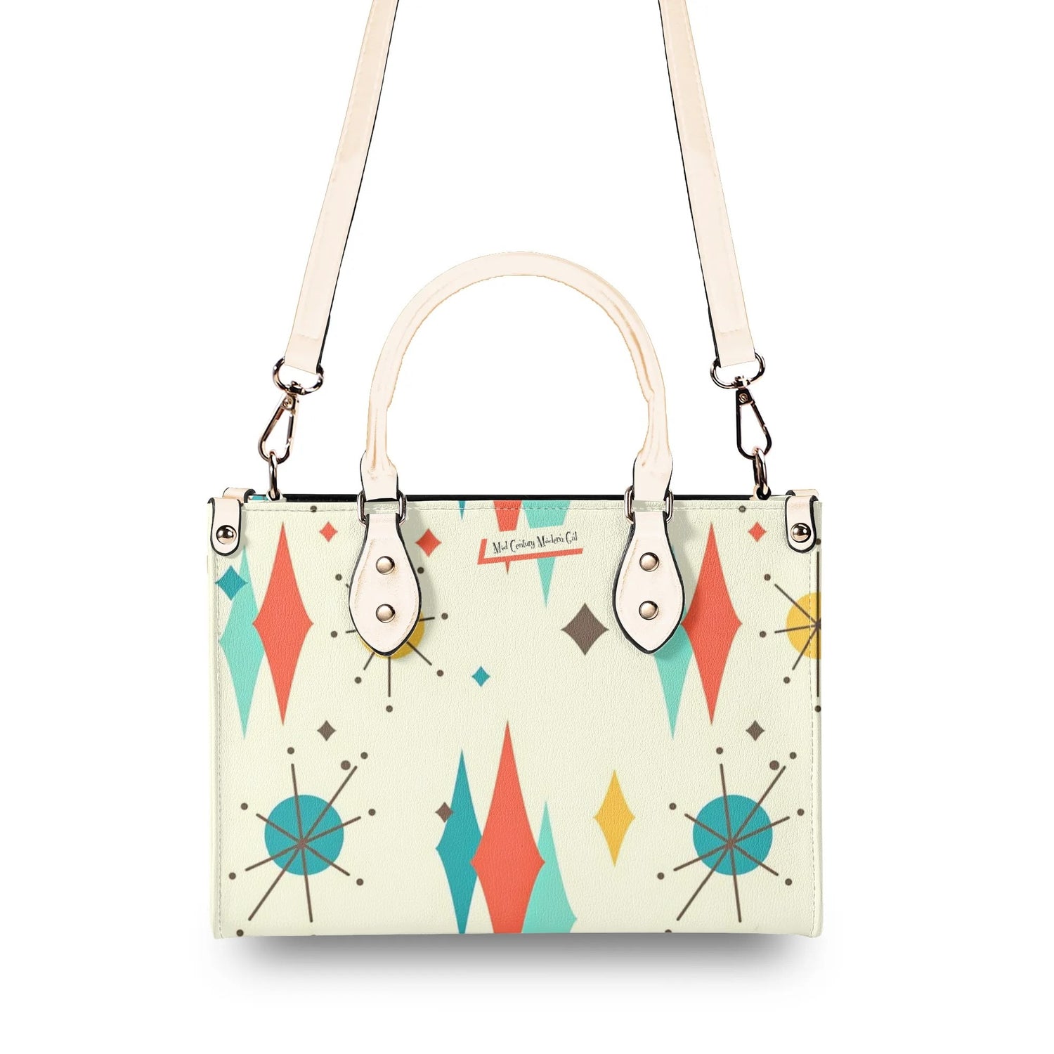 Atomic Cat Handbag, Shoulder Bag, 50s Kitsch Franciscan Starburst Mod Bag - Mid Century Modern Gal