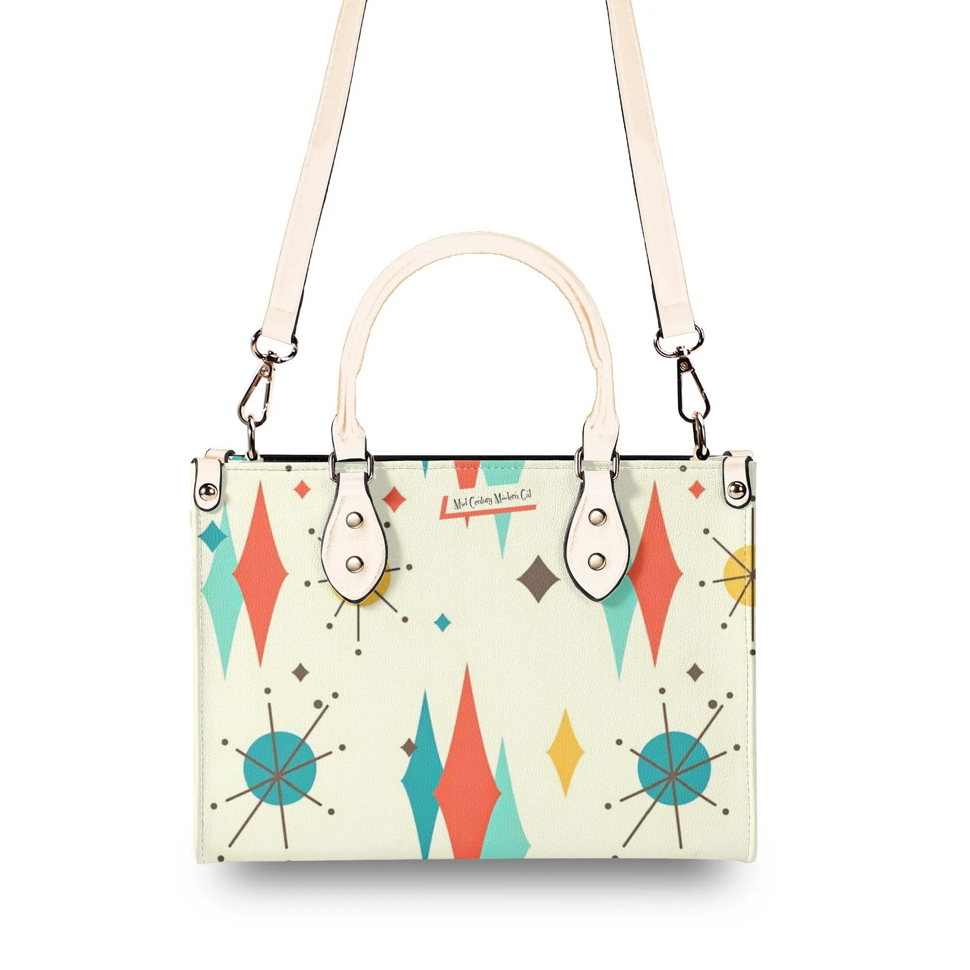 Atomic Cat Handbag, Shoulder Bag, 50s Kitsch Franciscan Starburst Mod Bag - Mid Century Modern Gal