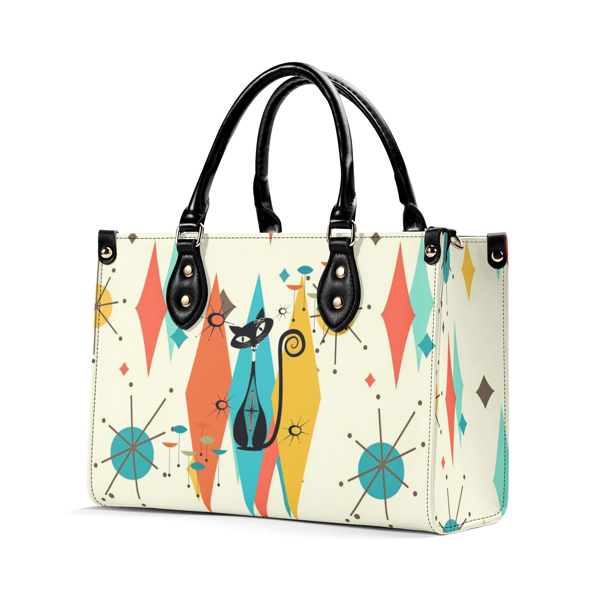Atomic Cat Handbag, Shoulder Bag, 50s Kitsch Franciscan Starburst Mod Bag - Mid Century Modern Gal