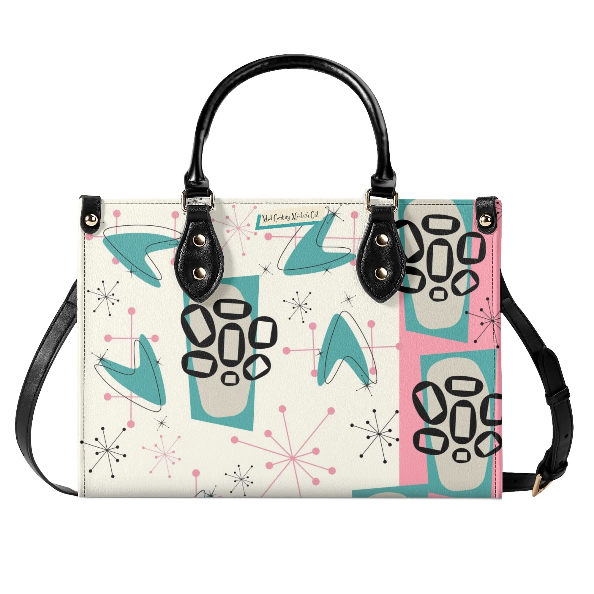 Atomic 50s Kitschy Cat, Mid Century Modern Handbag, Shoulder Bag, BY MCM Gal - Mid Century Modern Gal