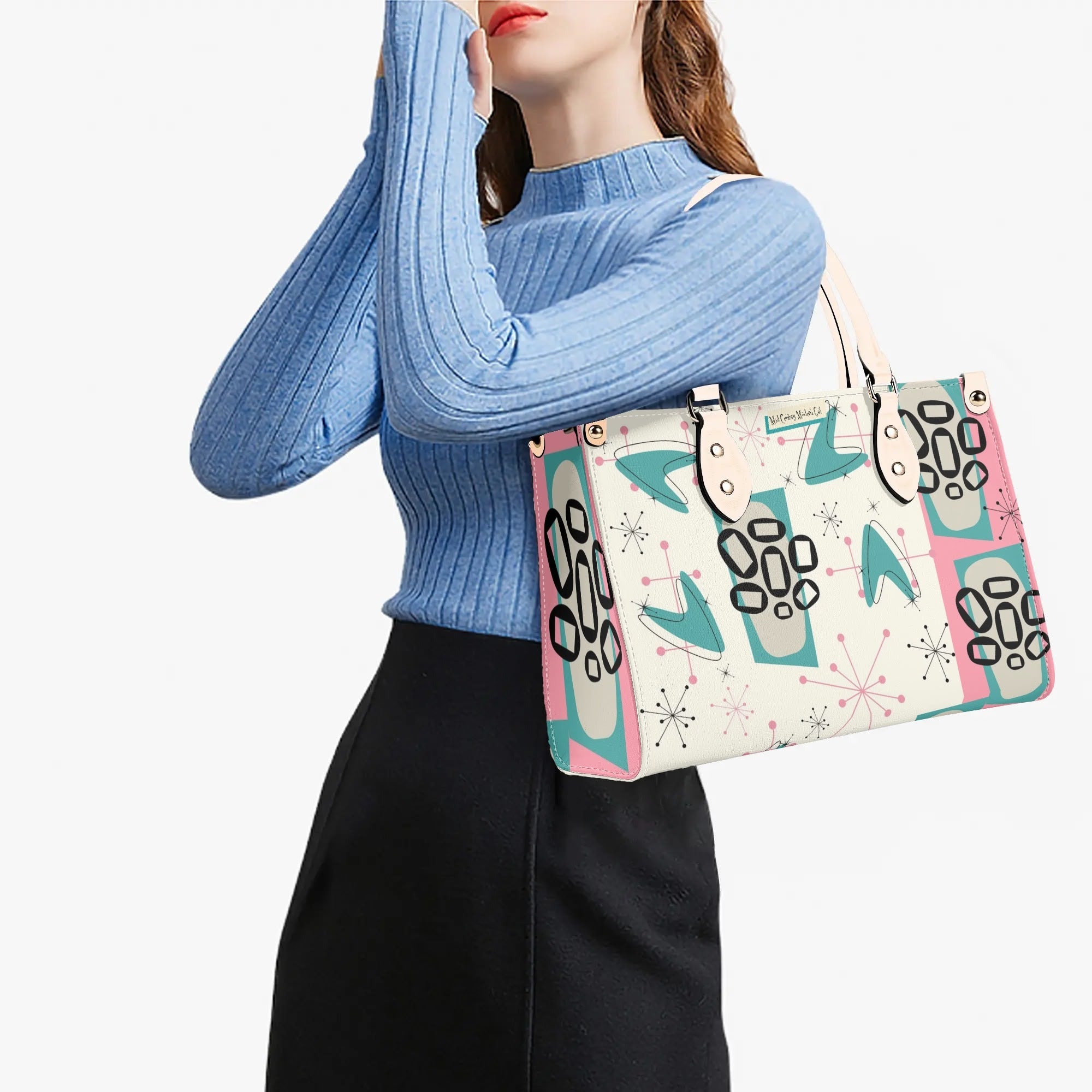 Atomic 50s Kitschy Cat, Mid Century Modern Handbag, Shoulder Bag, BY MCM Gal - Mid Century Modern Gal