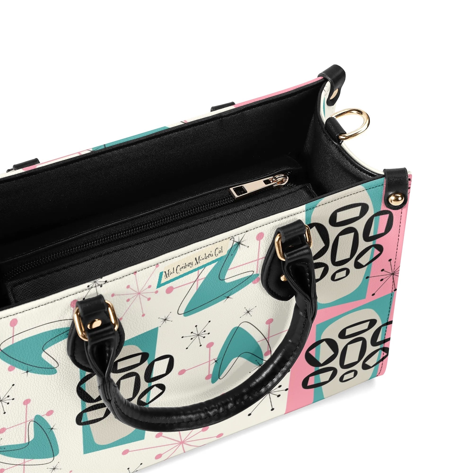 Atomic 50s Kitschy Cat, Mid Century Modern Handbag, Shoulder Bag, BY MCM Gal - Mid Century Modern Gal