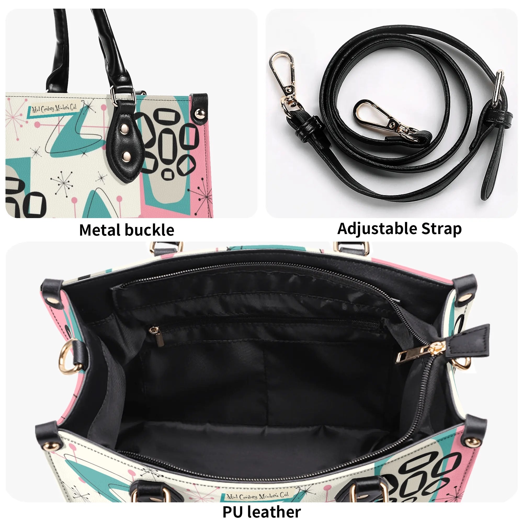 Atomic 50s Kitschy Cat, Mid Century Modern Handbag, Shoulder Bag, BY MCM Gal - Mid Century Modern Gal