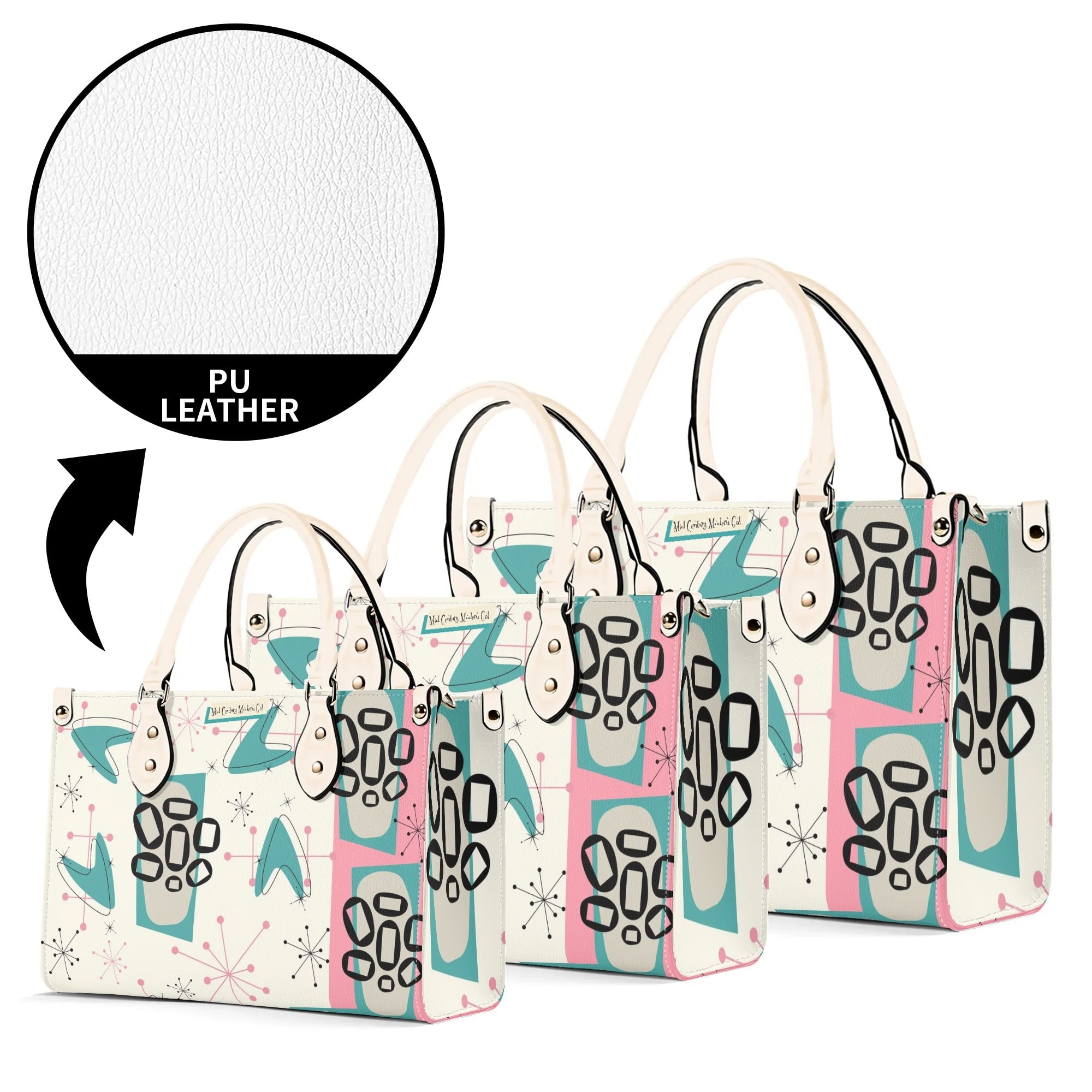 Atomic 50s Kitschy Cat, Mid Century Modern Handbag, Shoulder Bag, BY MCM Gal - Mid Century Modern Gal