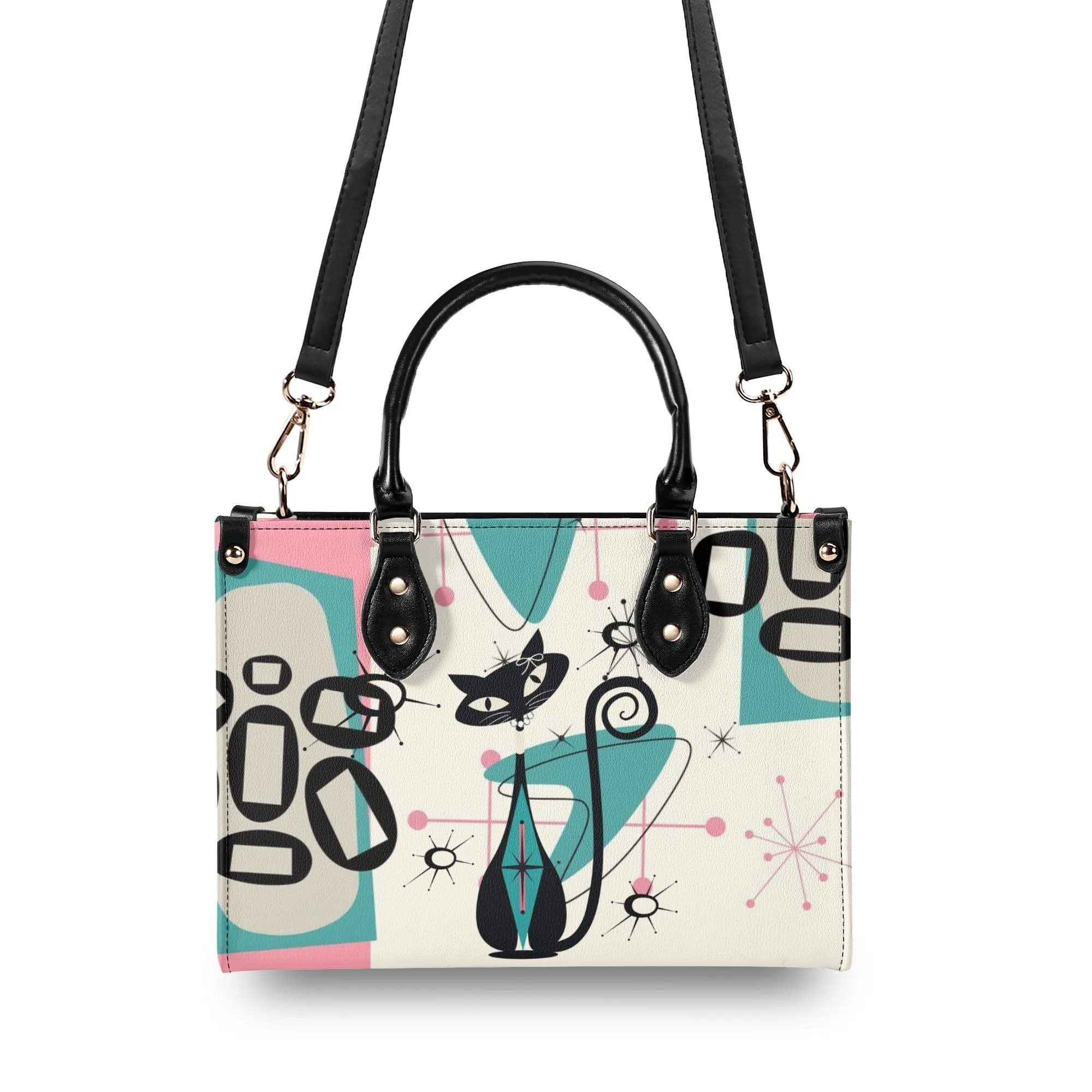 Atomic 50s Kitschy Cat, Mid Century Modern Handbag, Shoulder Bag, BY MCM Gal - Mid Century Modern Gal
