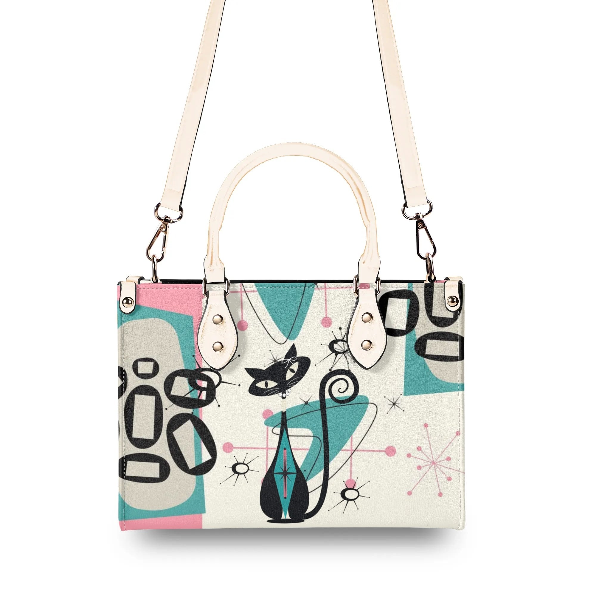 Atomic 50s Kitschy Cat, Mid Century Modern Handbag, Shoulder Bag, BY MCM Gal - Mid Century Modern Gal