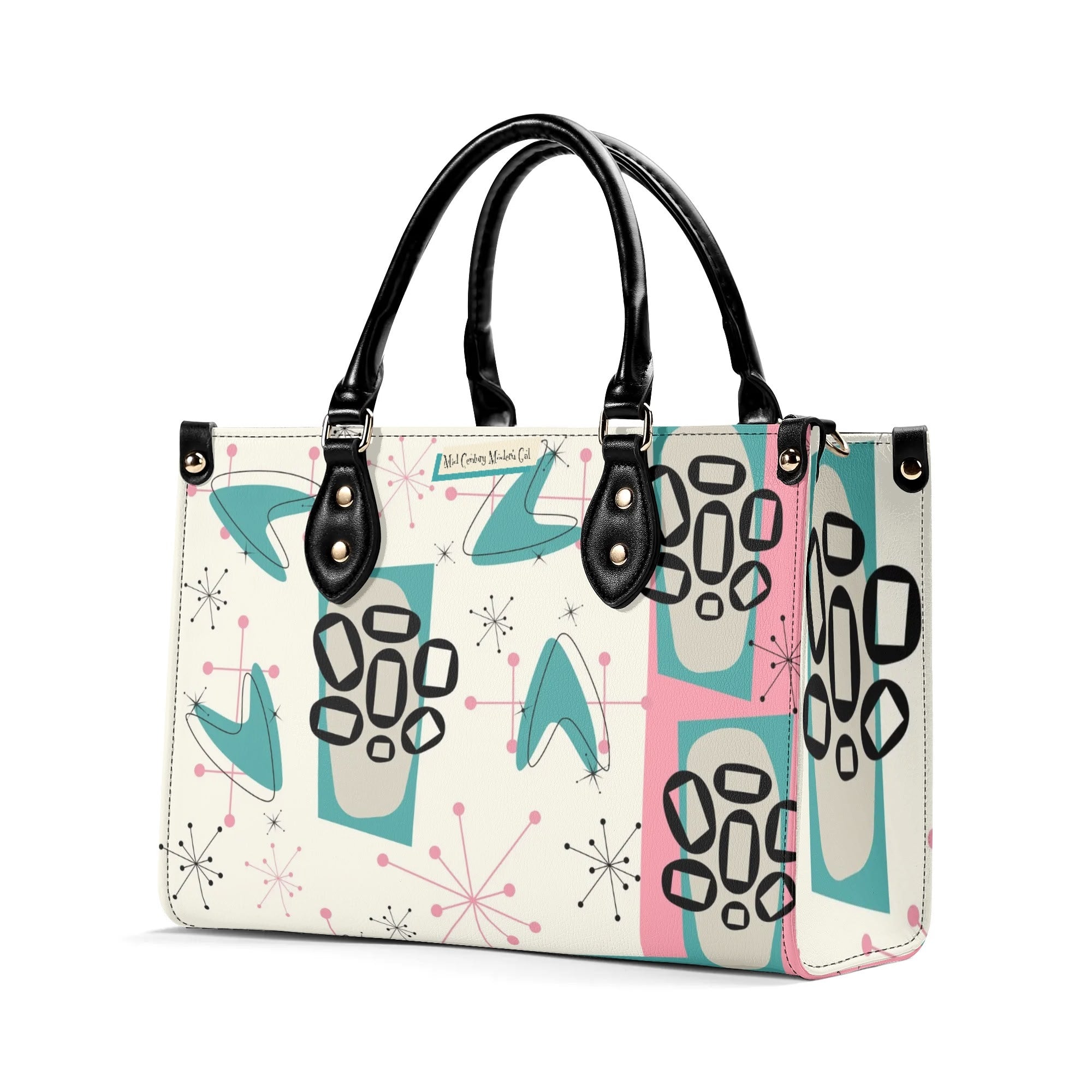 Atomic 50s Kitschy Cat, Mid Century Modern Handbag, Shoulder Bag, BY MCM Gal - Mid Century Modern Gal